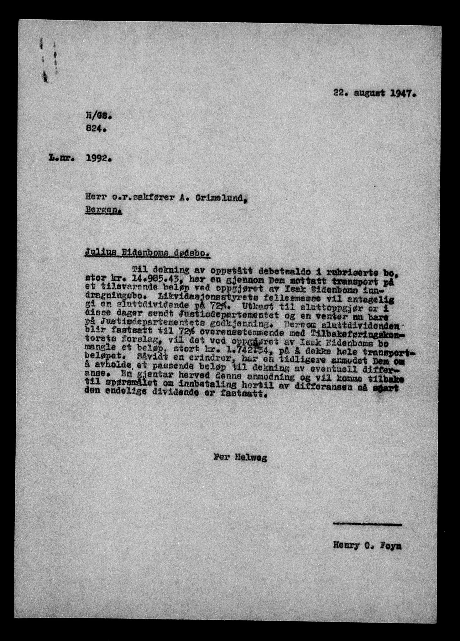 Justisdepartementet, Tilbakeføringskontoret for inndratte formuer, AV/RA-S-1564/H/Hc/Hcd/L0995: --, 1945-1947, p. 10