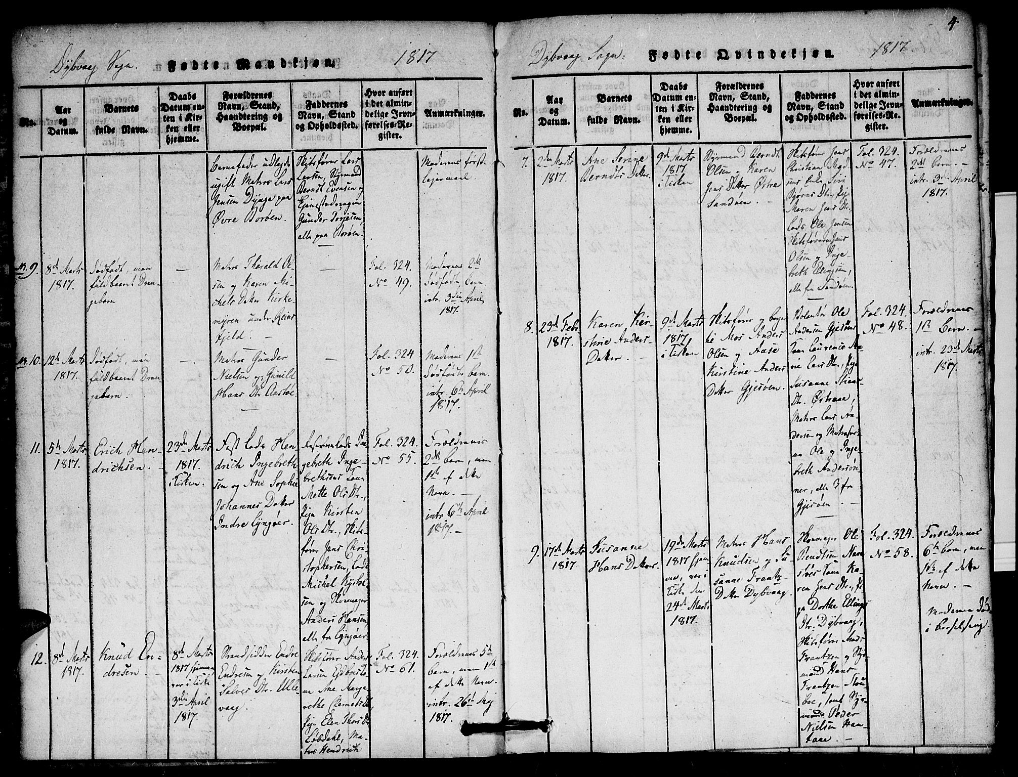 Dypvåg sokneprestkontor, AV/SAK-1111-0007/F/Fa/Faa/L0003: Parish register (official) no. A 3 /1, 1817-1824, p. 4