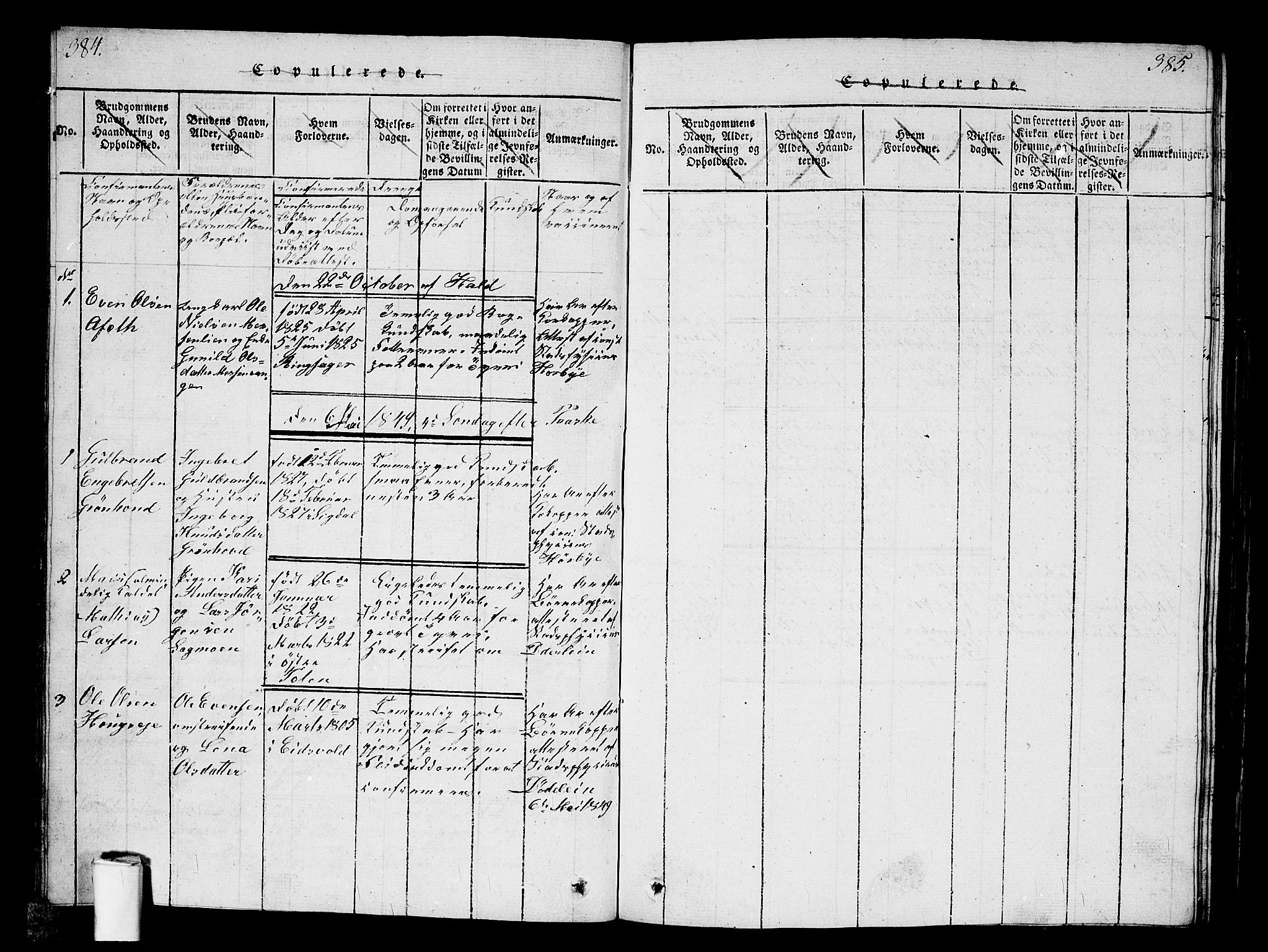 Kristiania tukthusprest Kirkebøker, AV/SAO-A-10881/G/Ga/L0001: Parish register (copy) no. 1, 1818-1857, p. 384-385