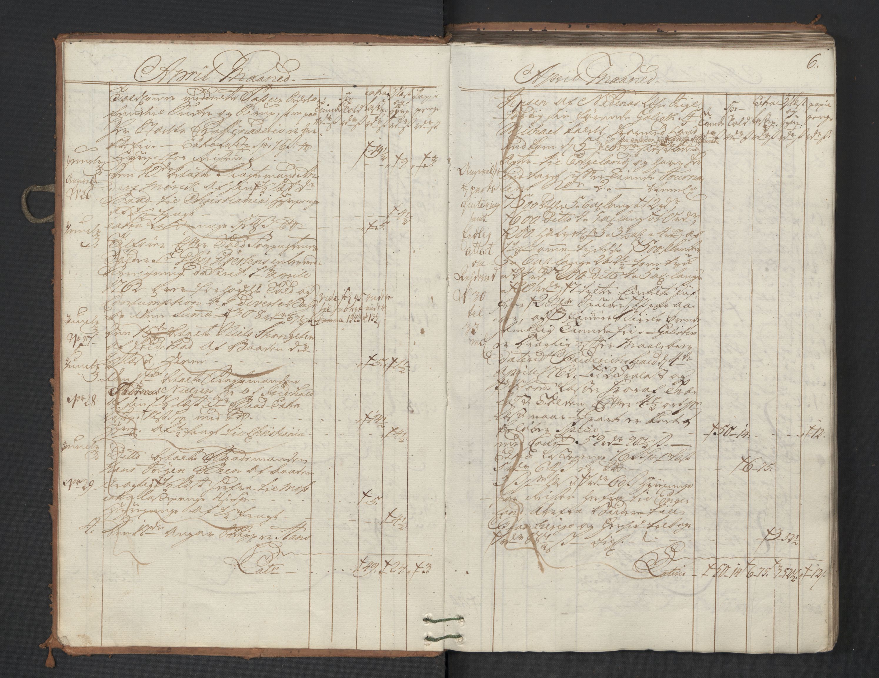 Generaltollkammeret, tollregnskaper, AV/RA-EA-5490/R01/L0047/0001: Tollregnskaper Fredrikshald / Utgående hovedtollbok, 1762, p. 5b-6a