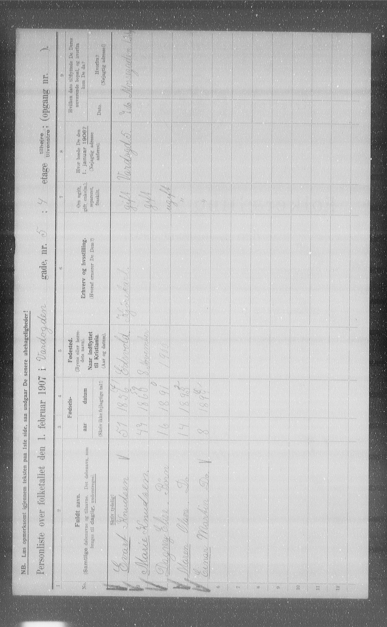 OBA, Municipal Census 1907 for Kristiania, 1907, p. 61987