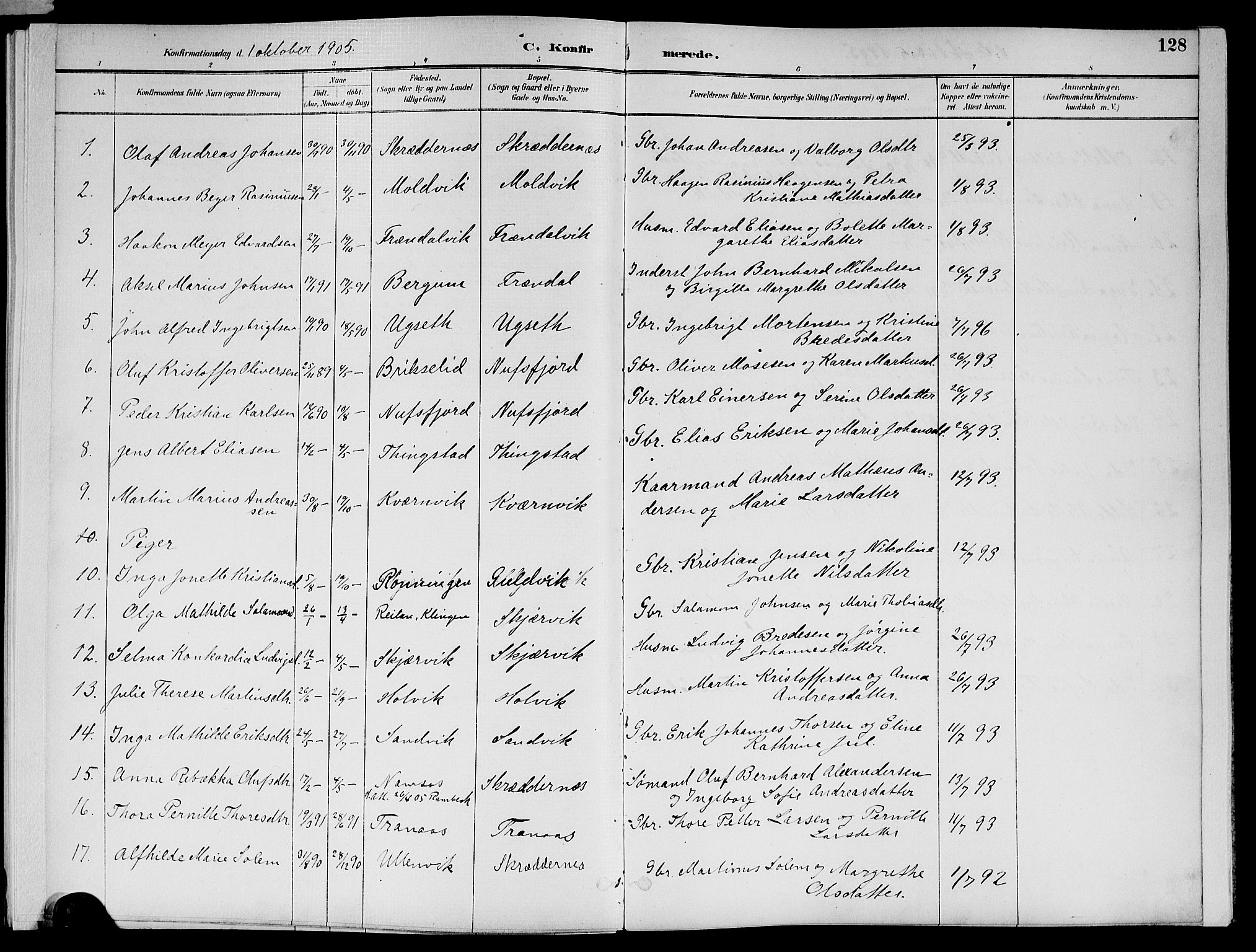 Ministerialprotokoller, klokkerbøker og fødselsregistre - Nord-Trøndelag, SAT/A-1458/773/L0617: Parish register (official) no. 773A08, 1887-1910, p. 128