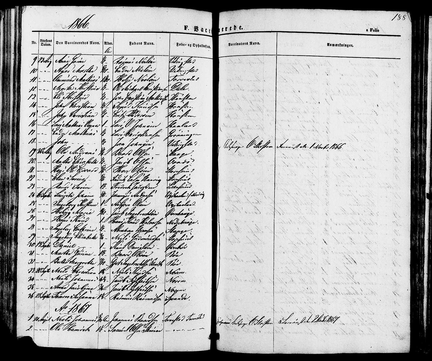 Torvastad sokneprestkontor, AV/SAST-A -101857/H/Ha/Haa/L0010: Parish register (official) no. A 10, 1857-1878, p. 188