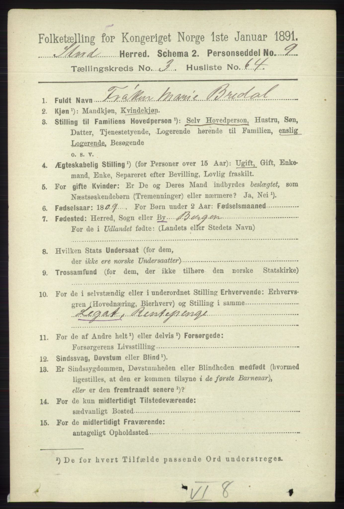 RA, 1891 census for 1221 Stord, 1891, p. 956