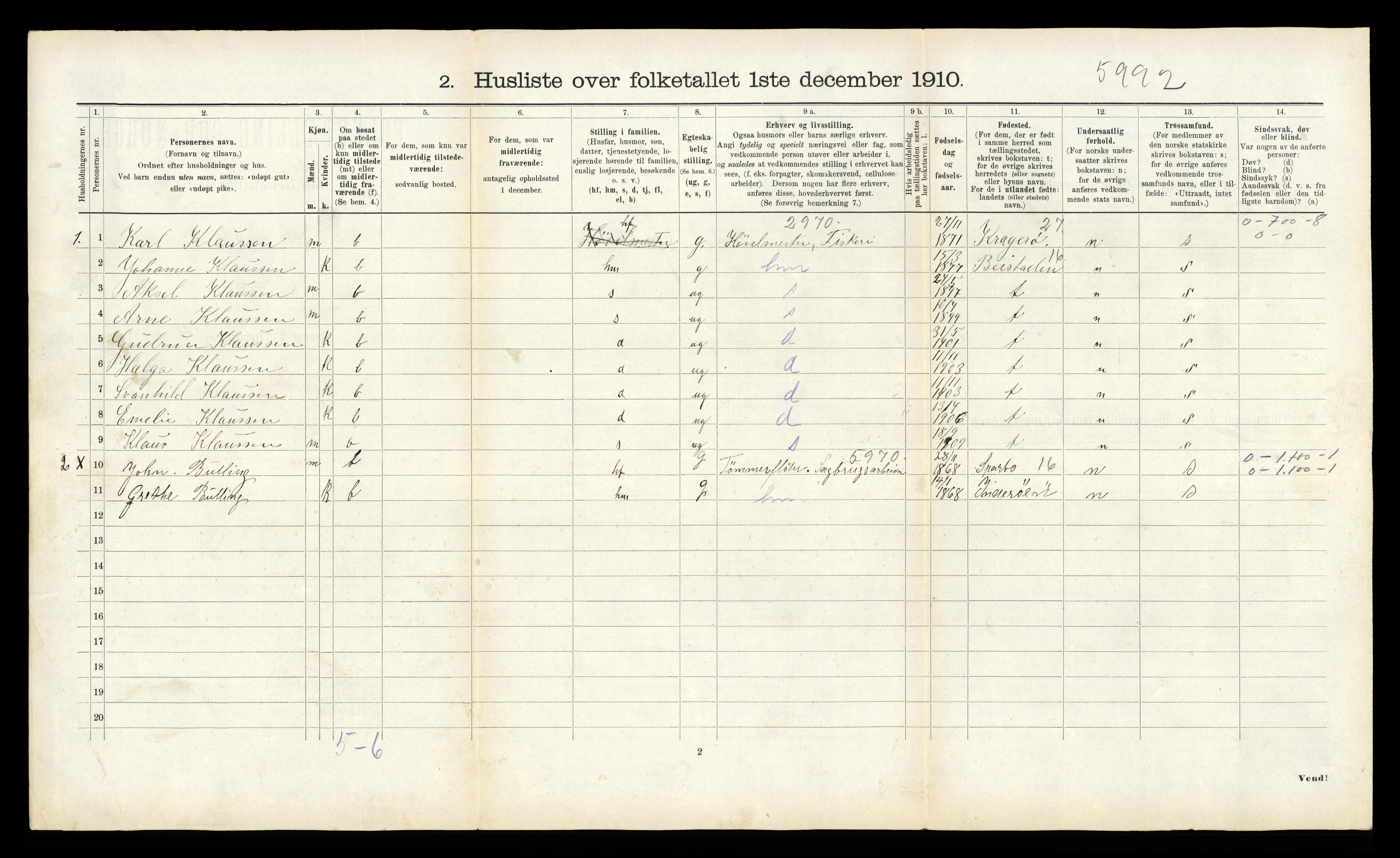 RA, 1910 census for Egge, 1910, p. 260