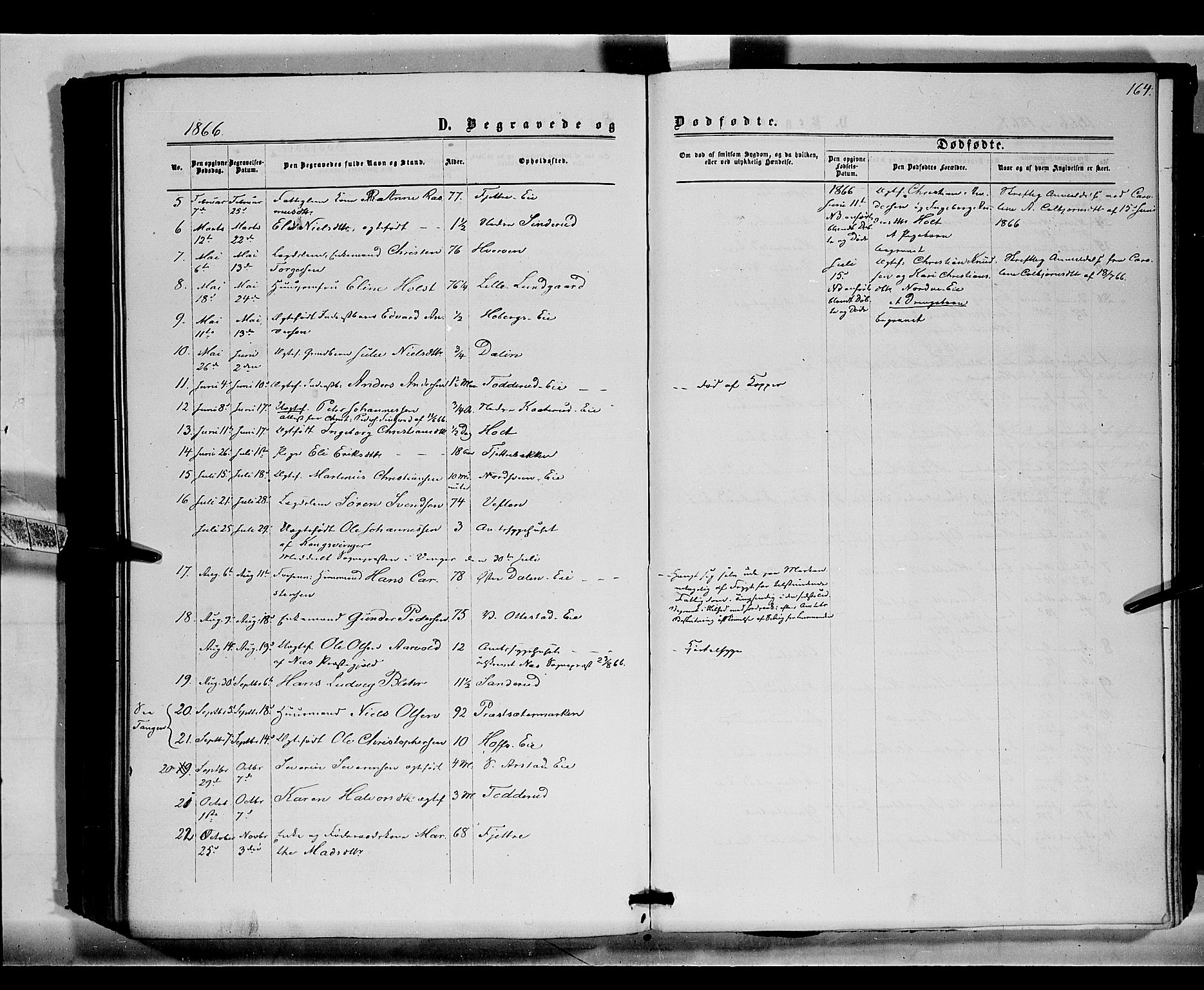 Stange prestekontor, AV/SAH-PREST-002/K/L0015: Parish register (official) no. 15, 1862-1879, p. 164