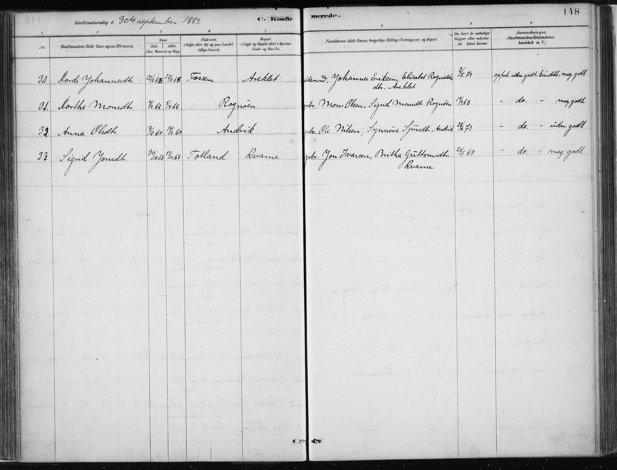 Masfjorden Sokneprestembete, SAB/A-77001: Parish register (official) no. B  1, 1876-1899, p. 148