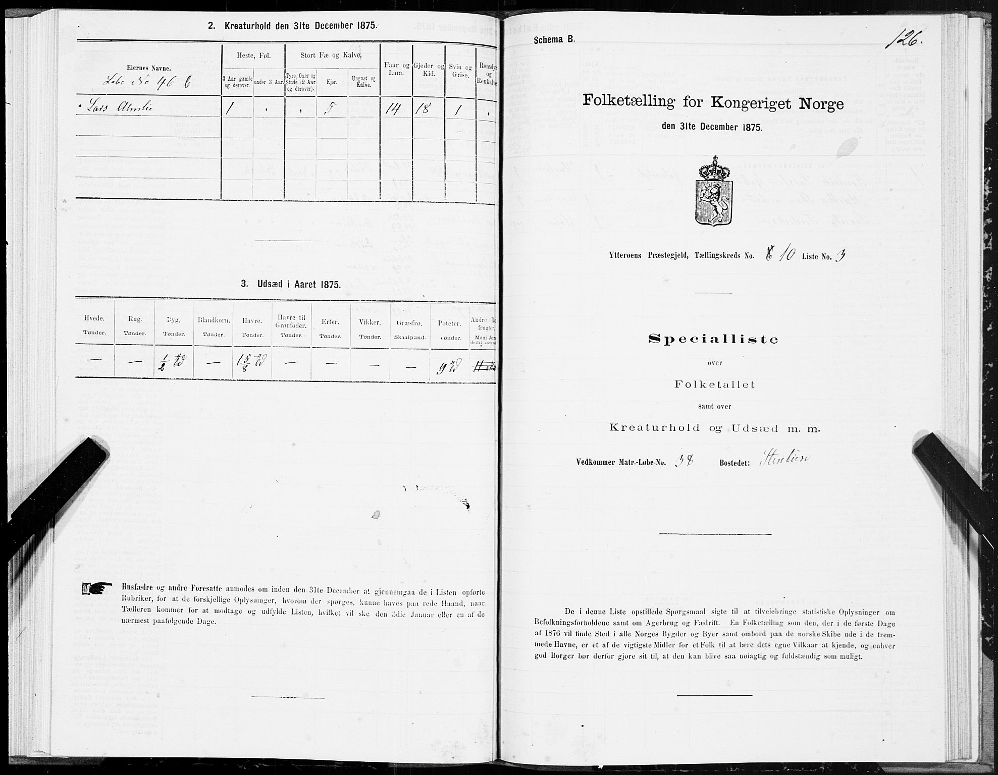 SAT, 1875 census for 1722P Ytterøy, 1875, p. 5126