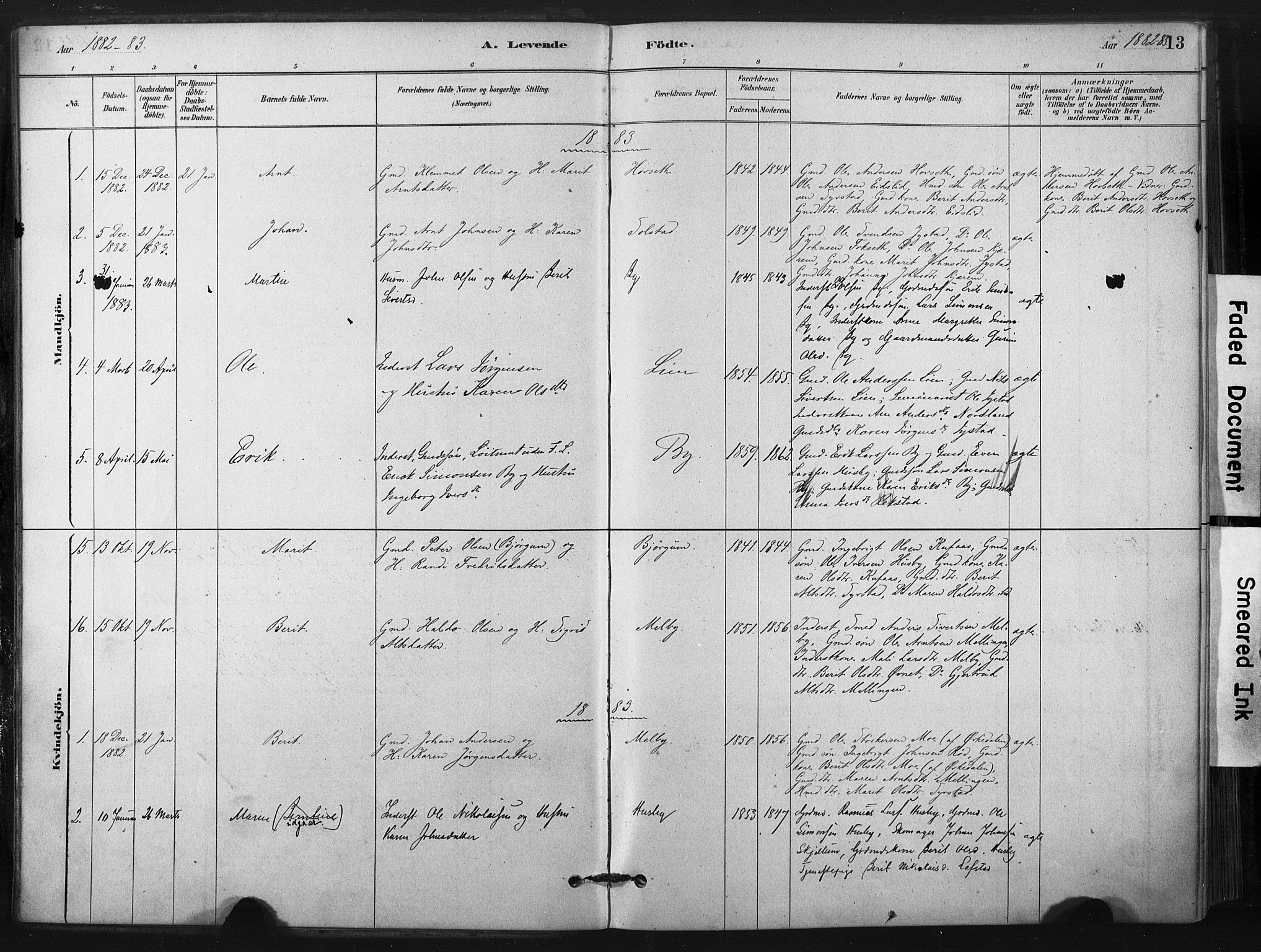 Ministerialprotokoller, klokkerbøker og fødselsregistre - Sør-Trøndelag, AV/SAT-A-1456/667/L0795: Parish register (official) no. 667A03, 1879-1907, p. 13
