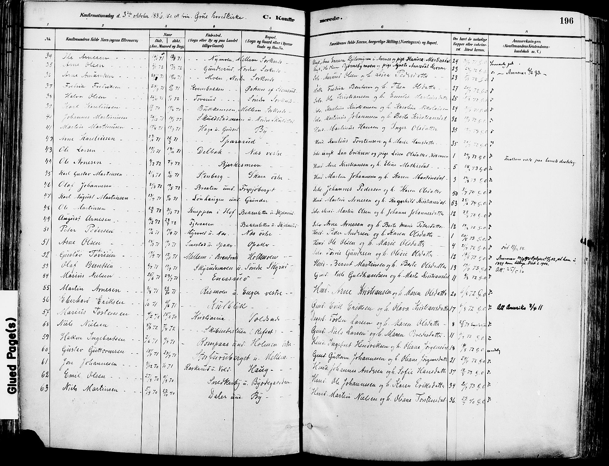 Grue prestekontor, AV/SAH-PREST-036/H/Ha/Haa/L0012: Parish register (official) no. 12, 1881-1897, p. 196