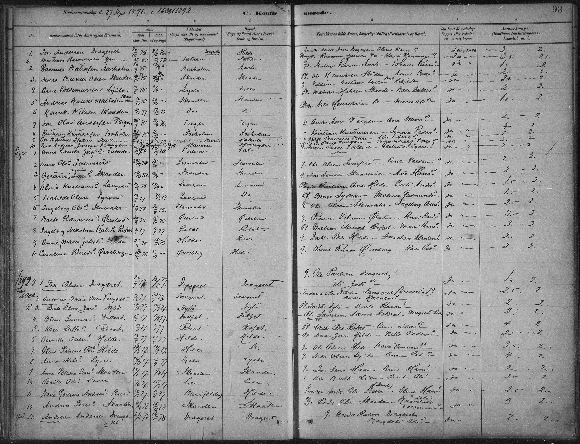 Innvik sokneprestembete, AV/SAB-A-80501: Parish register (official) no. B  1, 1879-1902, p. 93