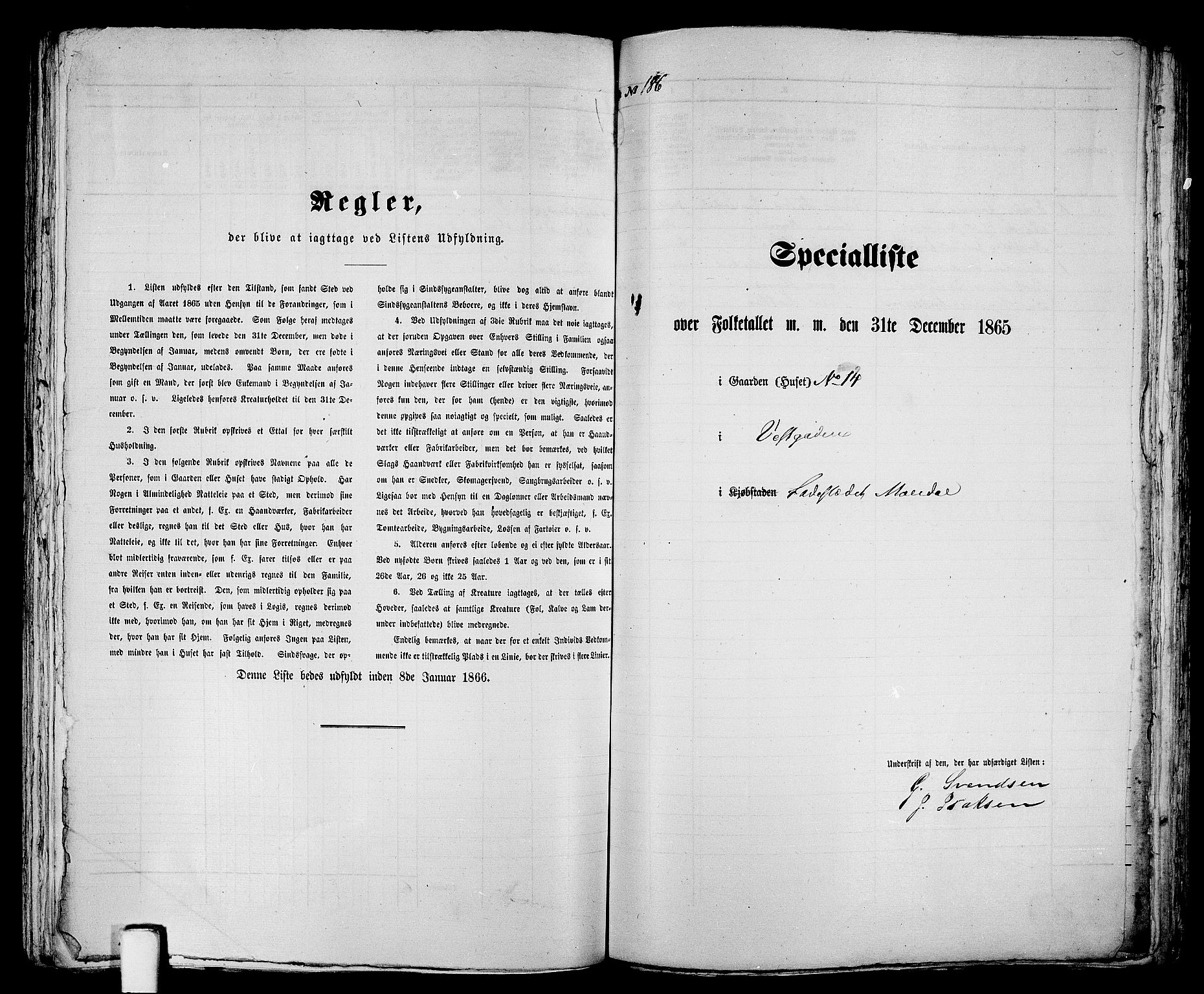 RA, 1865 census for Mandal/Mandal, 1865, p. 374