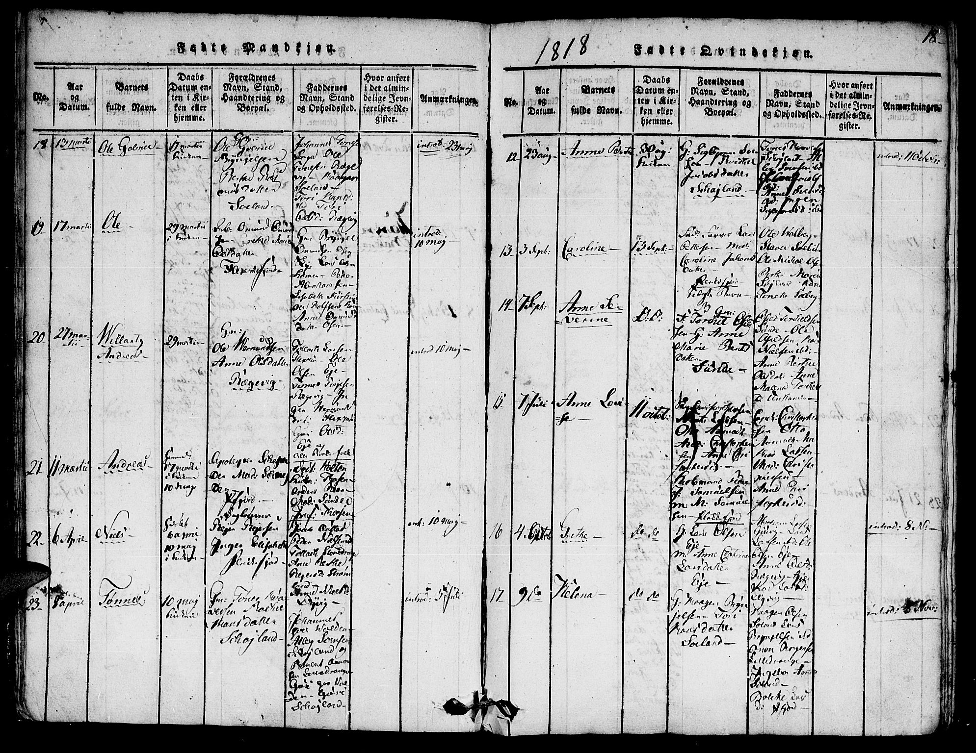 Flekkefjord sokneprestkontor, AV/SAK-1111-0012/F/Fa/Fac/L0002: Parish register (official) no. A 2, 1815-1826, p. 18