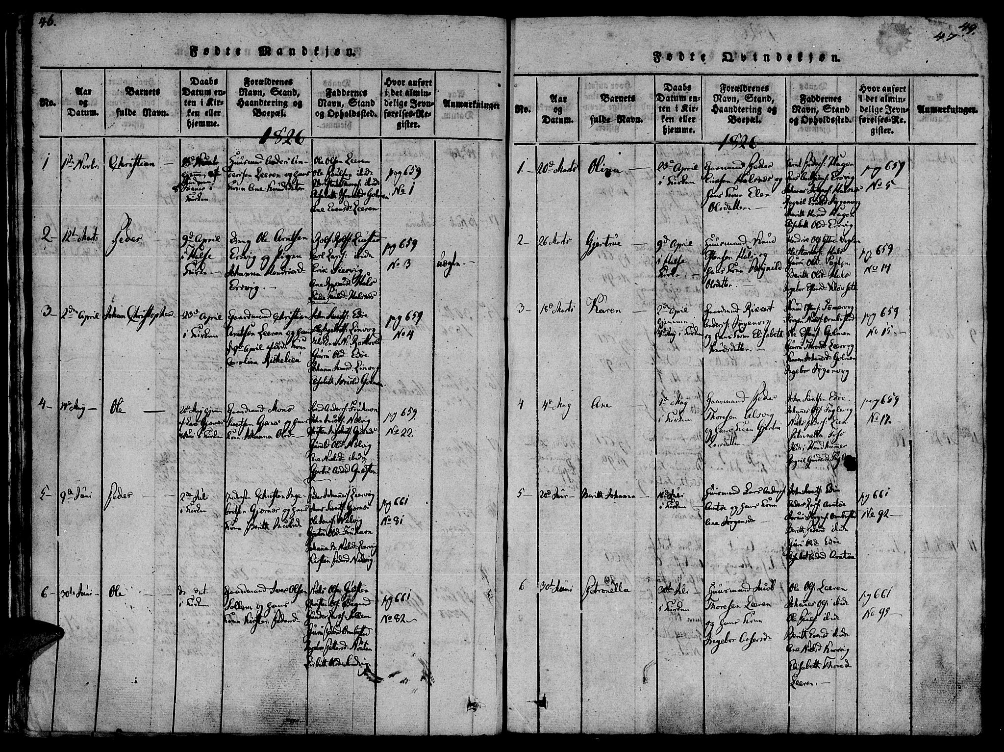 Ministerialprotokoller, klokkerbøker og fødselsregistre - Møre og Romsdal, SAT/A-1454/581/L0933: Parish register (official) no. 581A03 /1, 1819-1836, p. 46-47