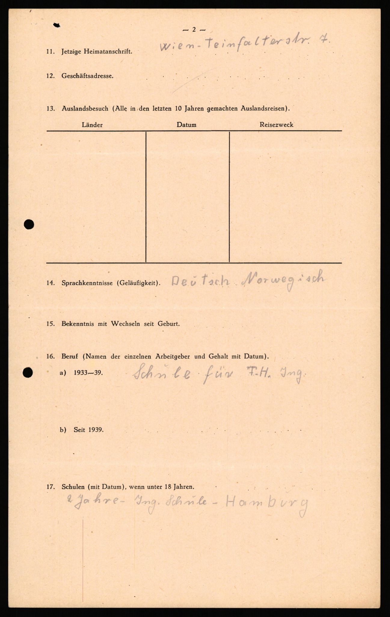 Forsvaret, Forsvarets overkommando II, AV/RA-RAFA-3915/D/Db/L0040: CI Questionaires. Tyske okkupasjonsstyrker i Norge. Østerrikere., 1945-1946, p. 127