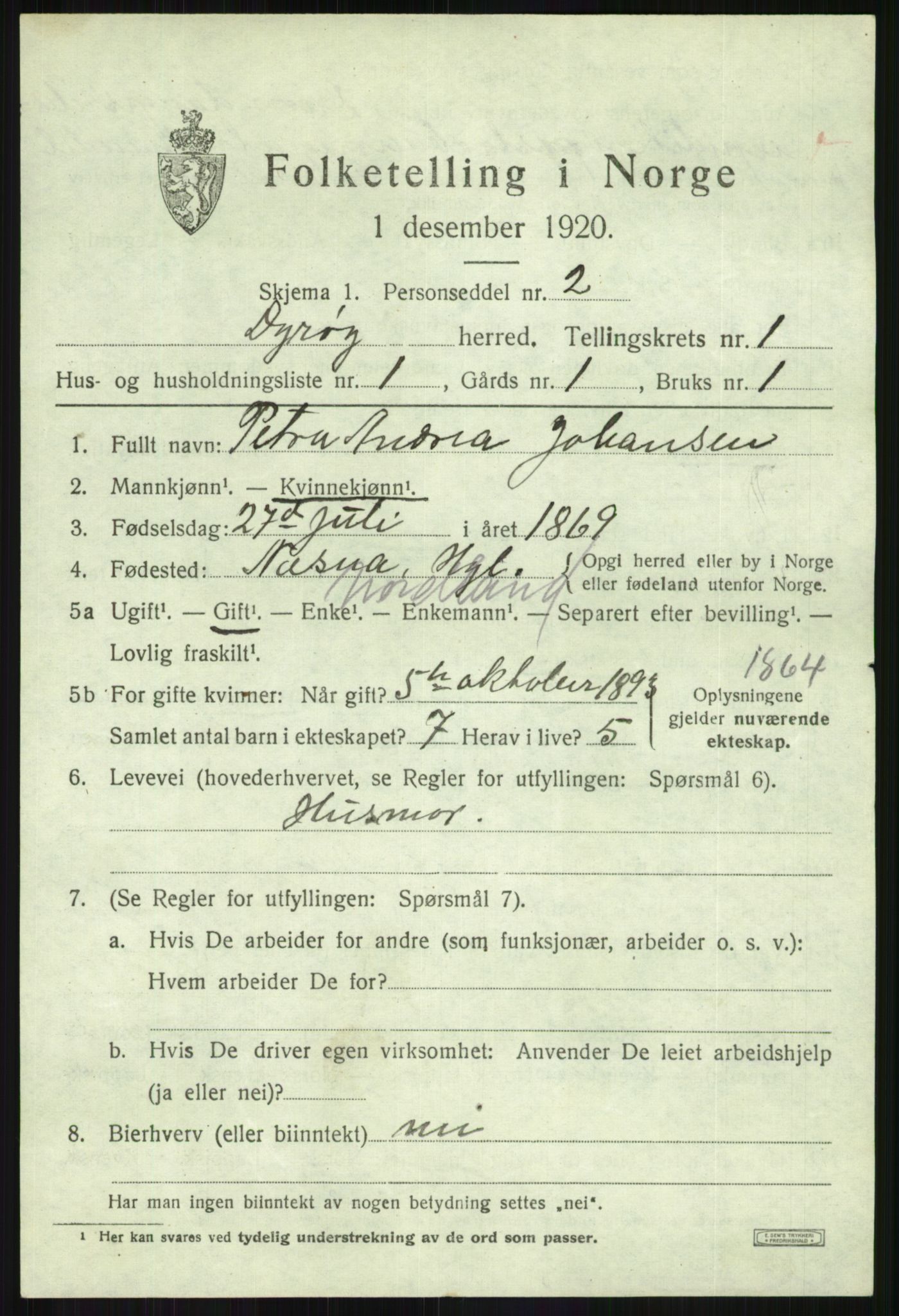 SATØ, 1920 census for Dyrøy, 1920, p. 647