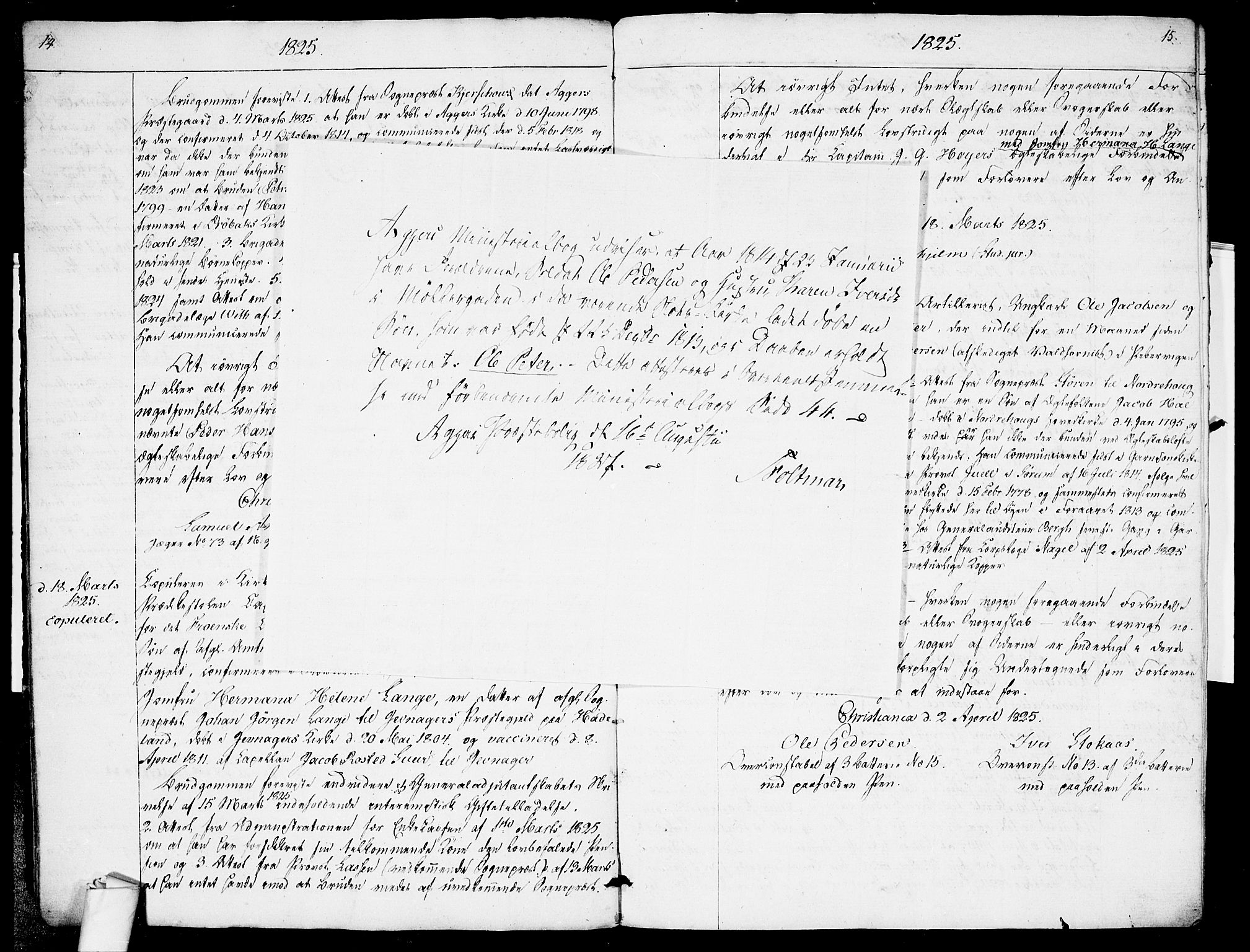 Garnisonsmenigheten Kirkebøker, AV/SAO-A-10846/H/Ha/L0001: Banns register no. I 1, 1823-1828, p. 14-15