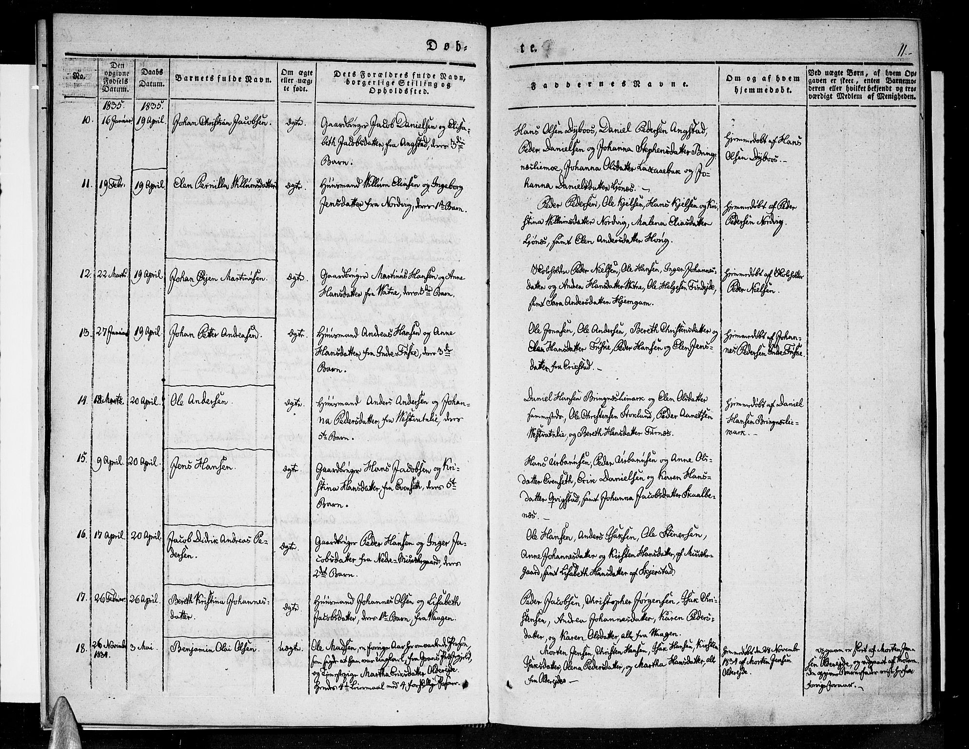 Ministerialprotokoller, klokkerbøker og fødselsregistre - Nordland, AV/SAT-A-1459/852/L0737: Parish register (official) no. 852A07, 1833-1849, p. 11