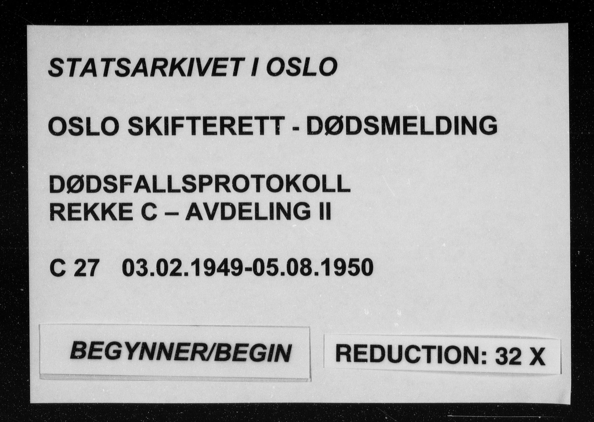 Oslo skifterett, AV/SAO-A-10383/G/Ga/Gac/L0027: Dødsfallsprotokoll - avd. II, 1949-1950