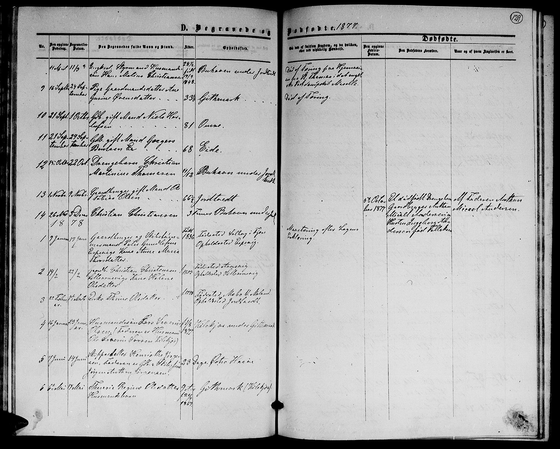 Hommedal sokneprestkontor, AV/SAK-1111-0023/F/Fb/Fba/L0003: Parish register (copy) no. B 3, 1863-1884, p. 129