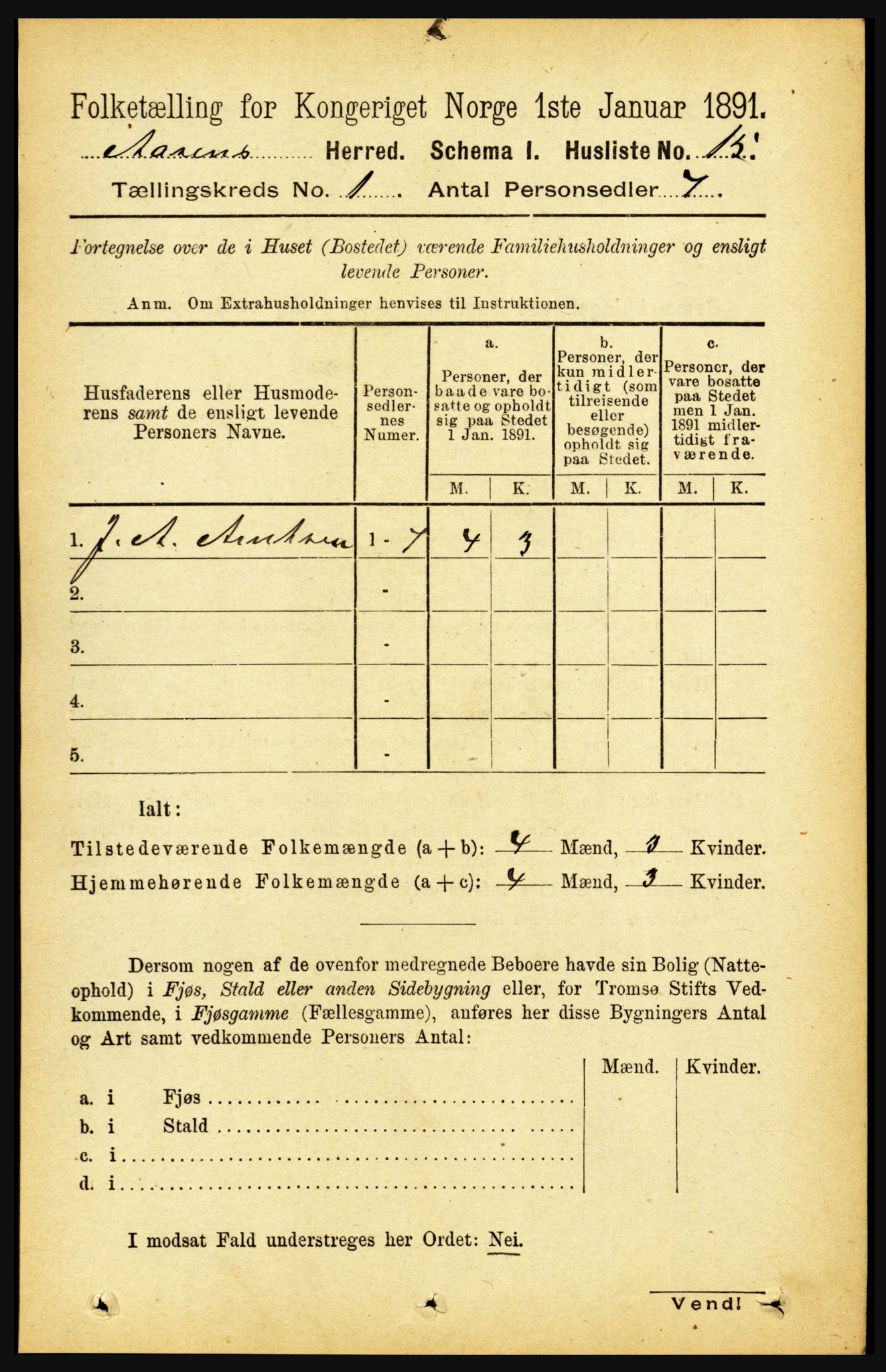 RA, 1891 census for 1716 Åsen, 1891, p. 31