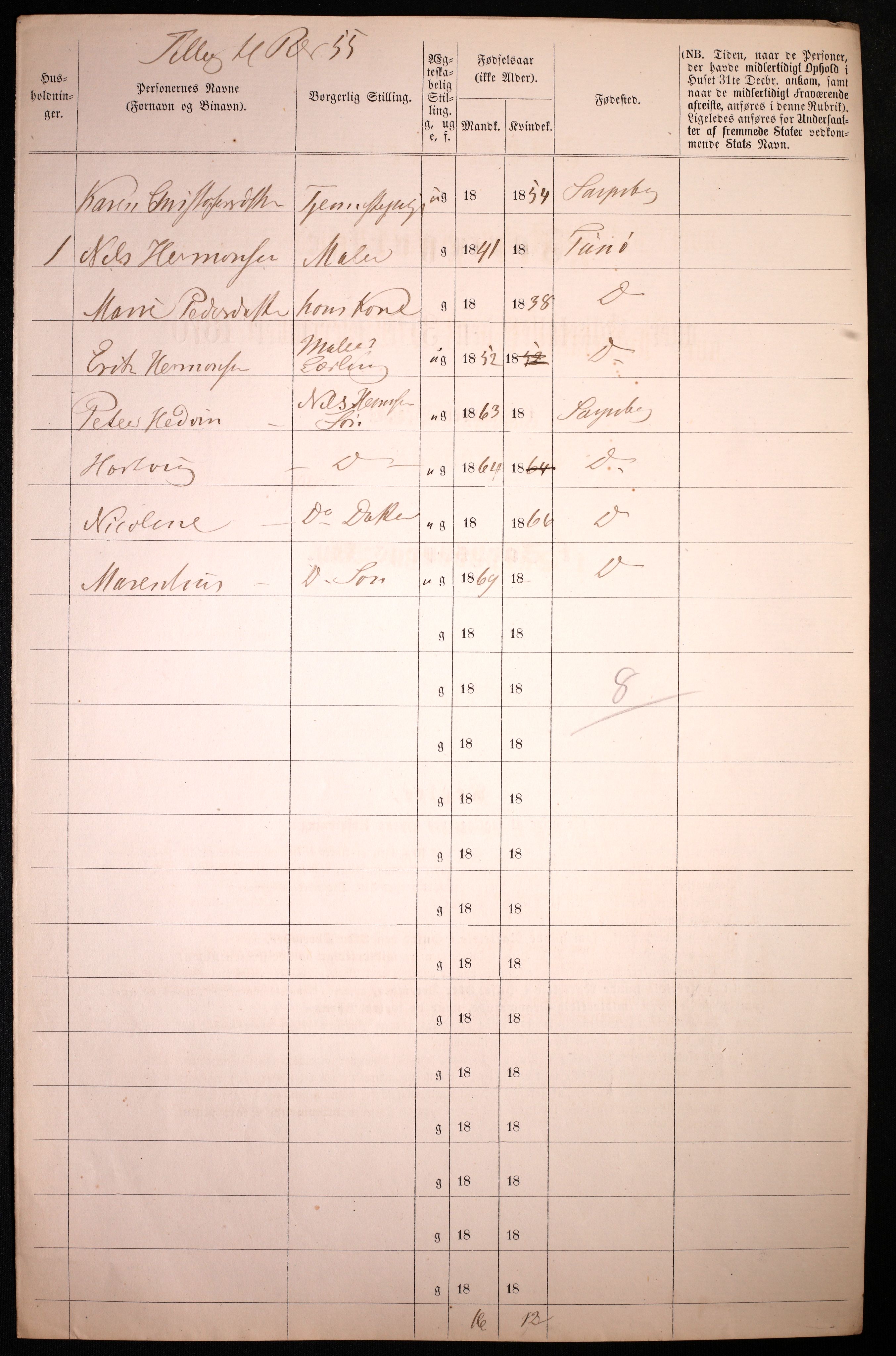 RA, 1870 census for 0102 Sarpsborg, 1870, p. 382