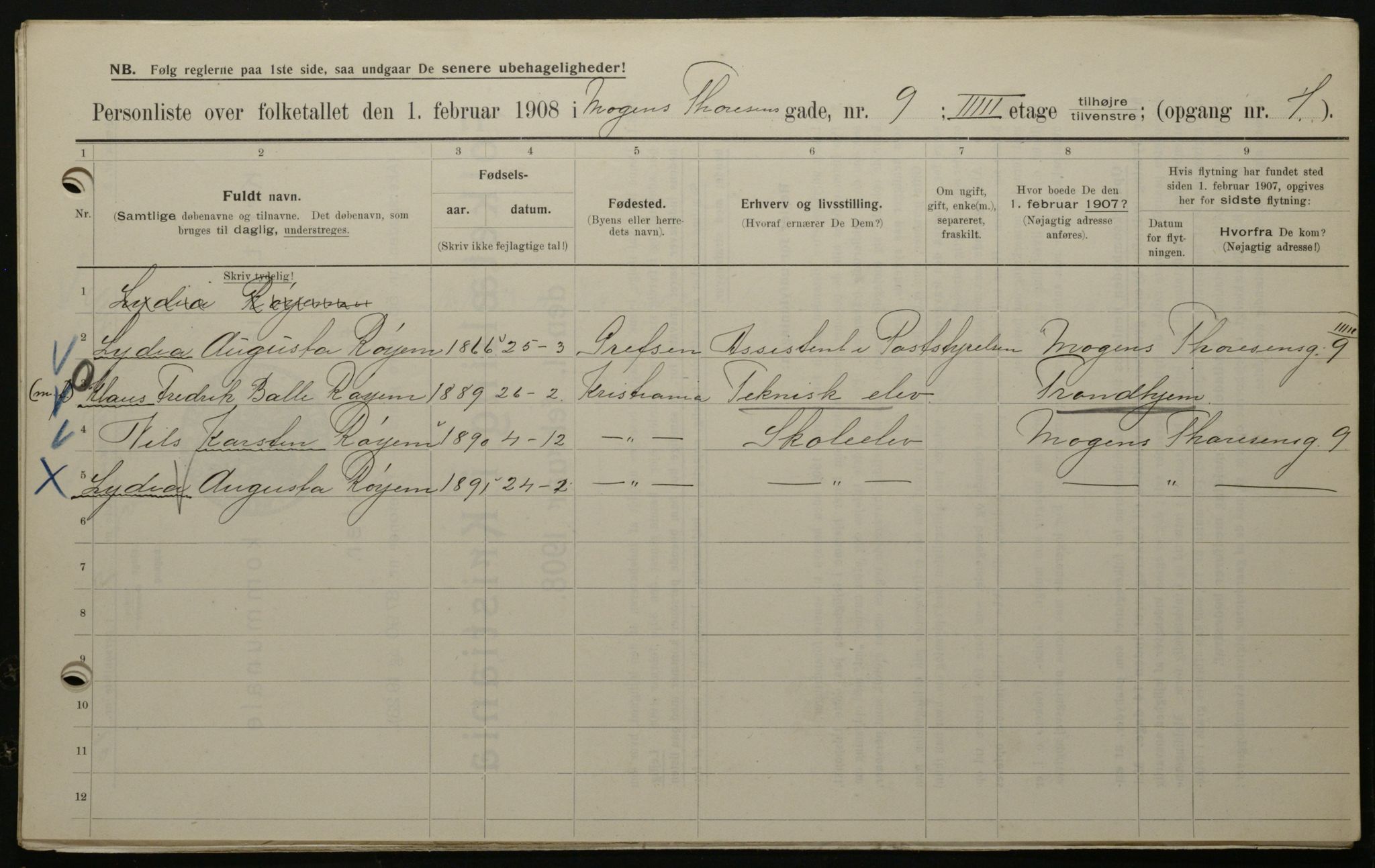 OBA, Municipal Census 1908 for Kristiania, 1908, p. 58796