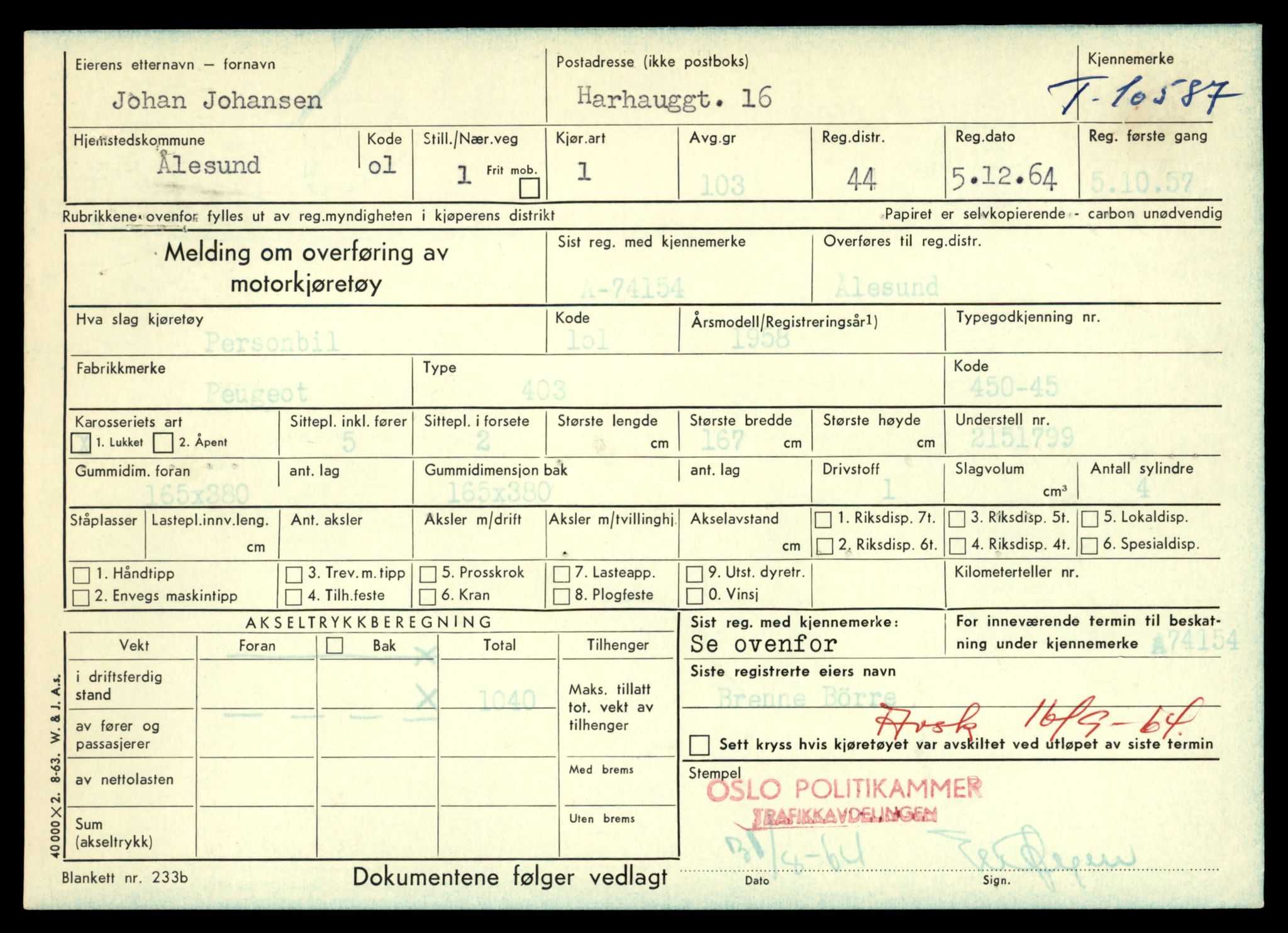 Møre og Romsdal vegkontor - Ålesund trafikkstasjon, AV/SAT-A-4099/F/Fe/L0022: Registreringskort for kjøretøy T 10584 - T 10694, 1927-1998, p. 141