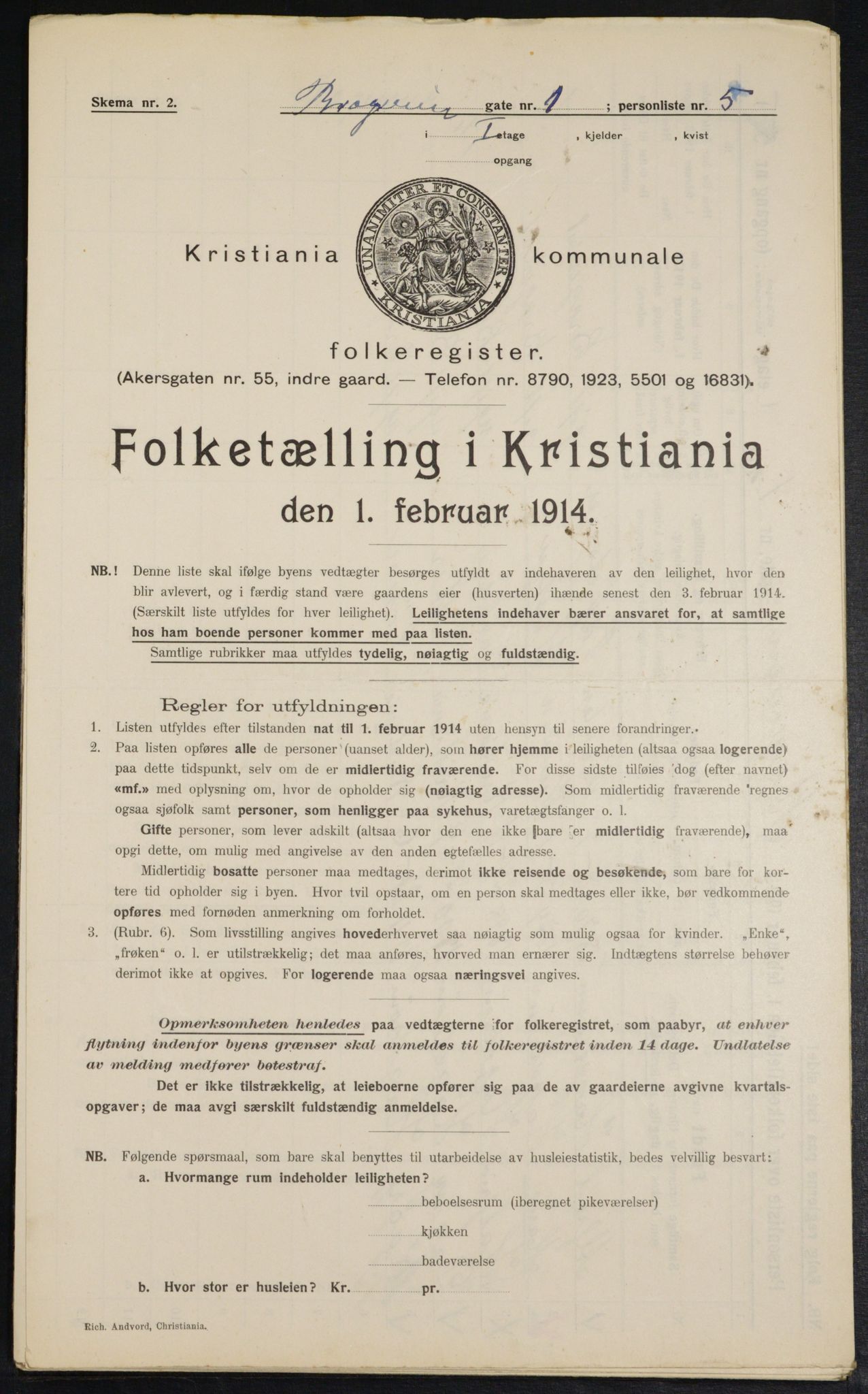 OBA, Municipal Census 1914 for Kristiania, 1914, p. 8066