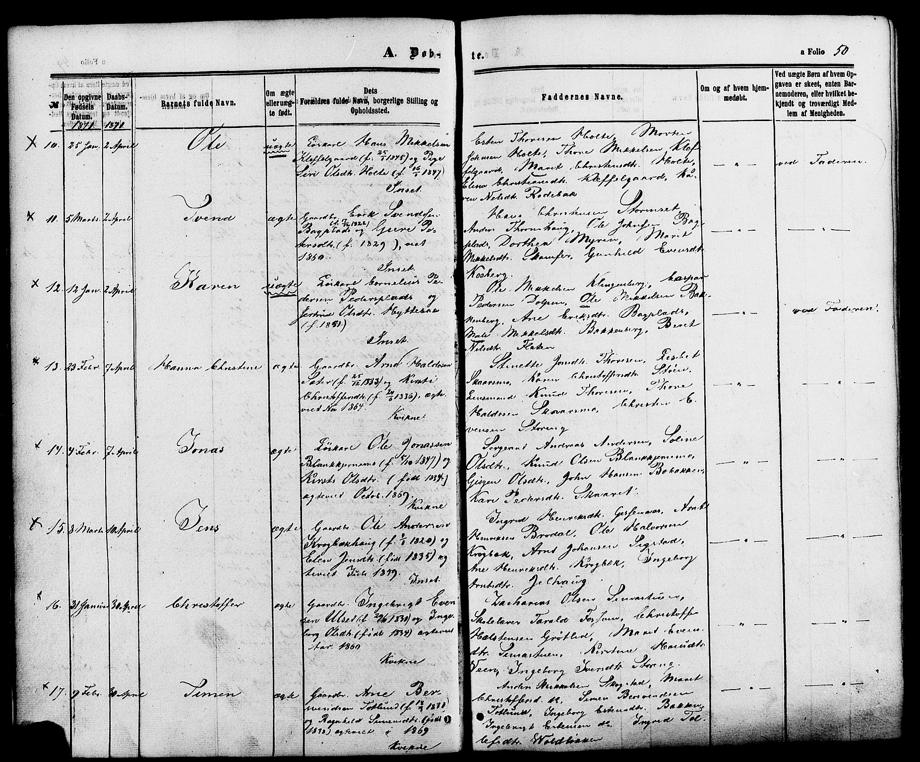 Kvikne prestekontor, AV/SAH-PREST-064/H/Ha/Haa/L0006: Parish register (official) no. 6, 1863-1886, p. 50