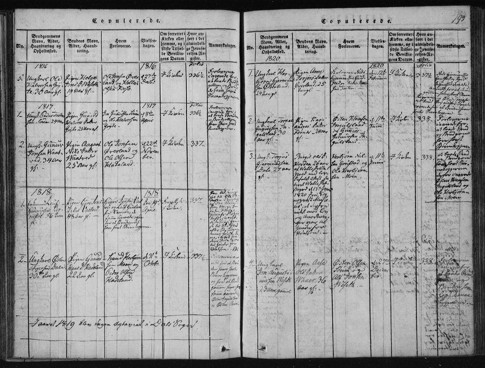 Tinn kirkebøker, SAKO/A-308/F/Fc/L0001: Parish register (official) no. III 1, 1815-1843, p. 193