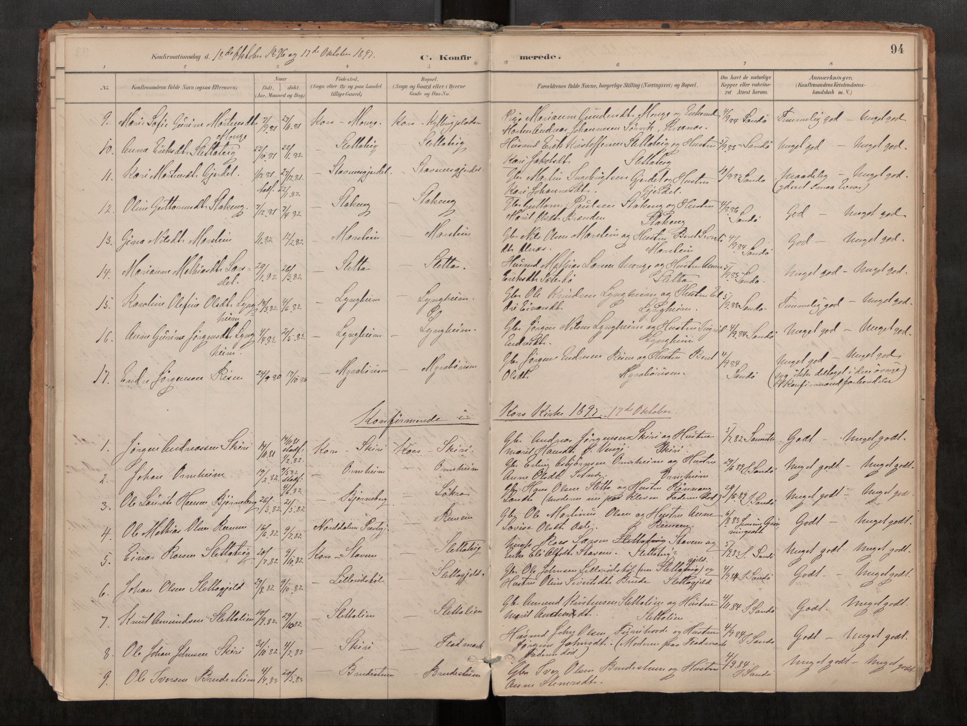 Ministerialprotokoller, klokkerbøker og fødselsregistre - Møre og Romsdal, SAT/A-1454/546/L0599: Parish register (official) no. 546A03, 1882-1920, p. 94
