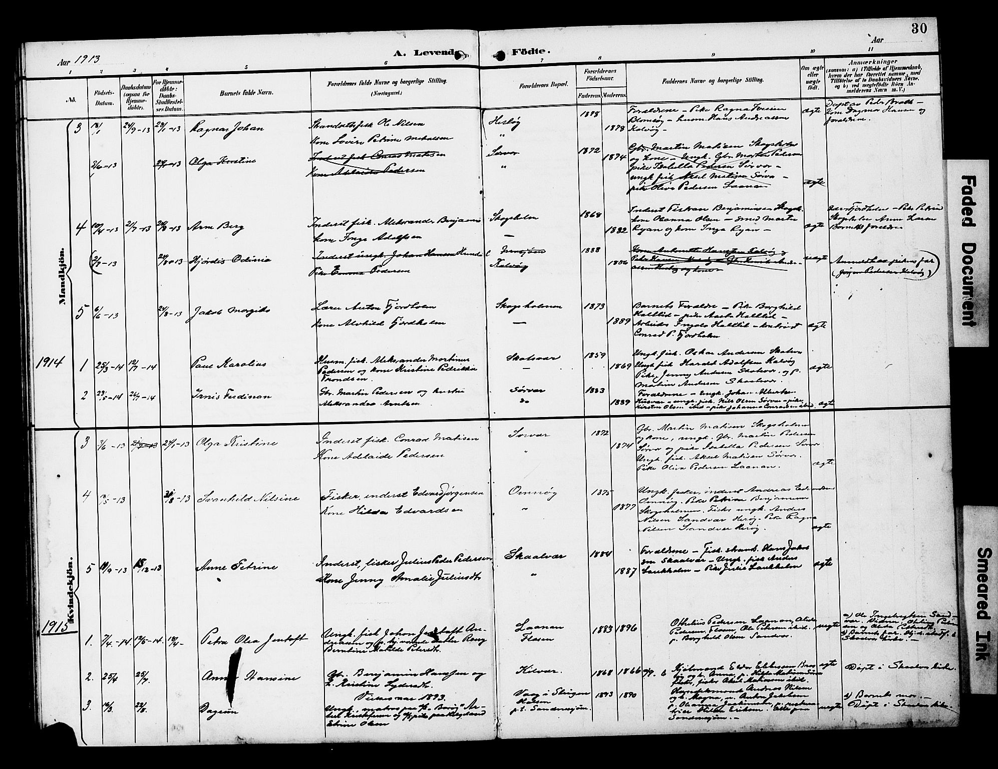 Ministerialprotokoller, klokkerbøker og fødselsregistre - Nordland, SAT/A-1459/818/L0273: Parish register (copy) no. 818C01, 1893-1928, p. 30