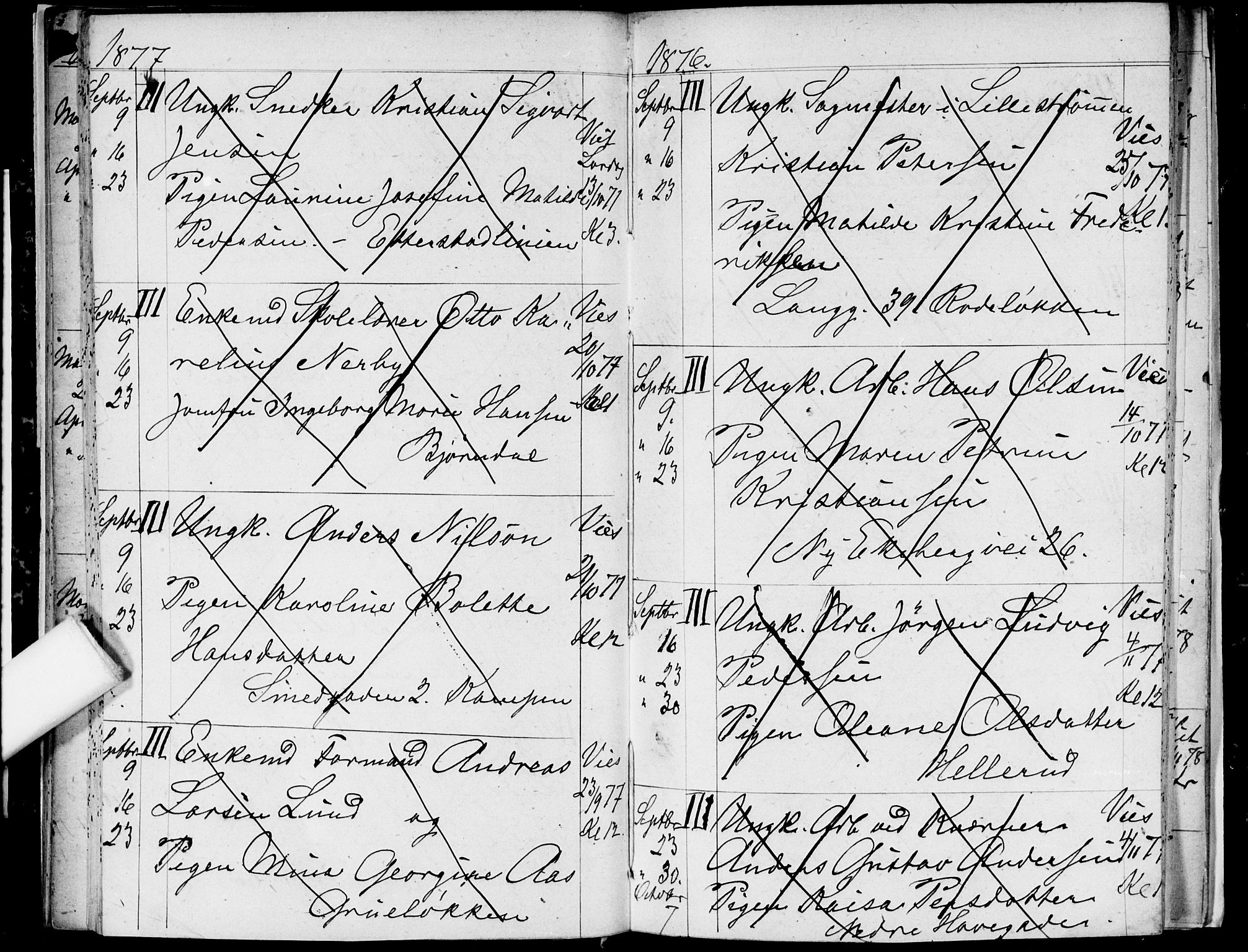 Østre Aker prestekontor Kirkebøker, AV/SAO-A-10840/H/Ha/L0003: Banns register no. I 3, 1873-1878