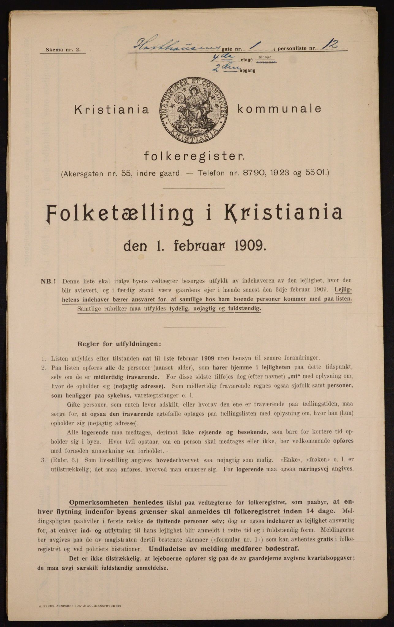 OBA, Municipal Census 1909 for Kristiania, 1909, p. 32195