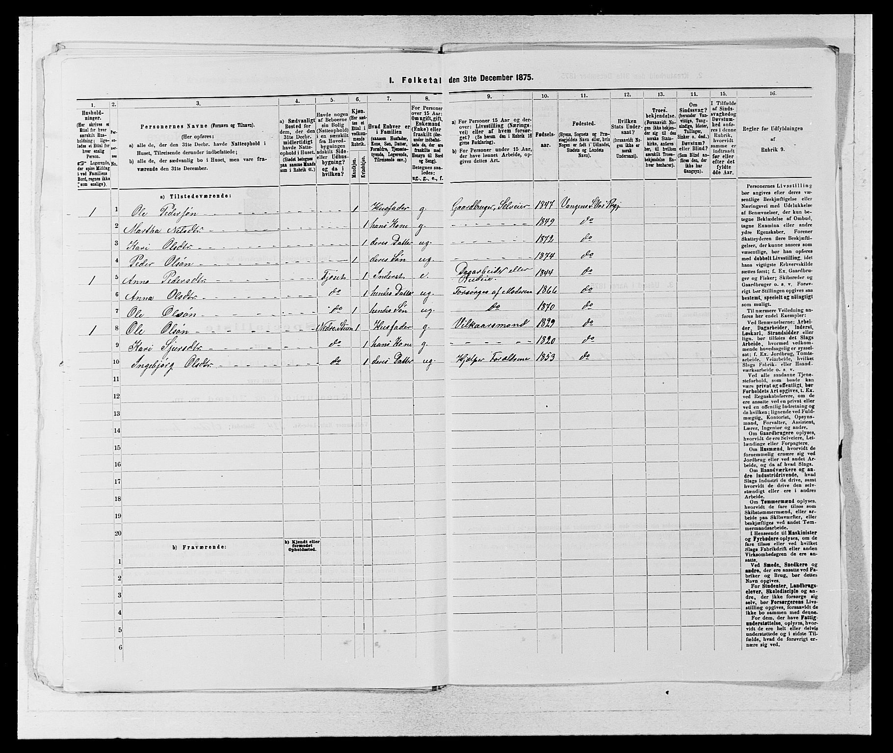 SAB, 1875 census for 1235P Voss, 1875, p. 1146