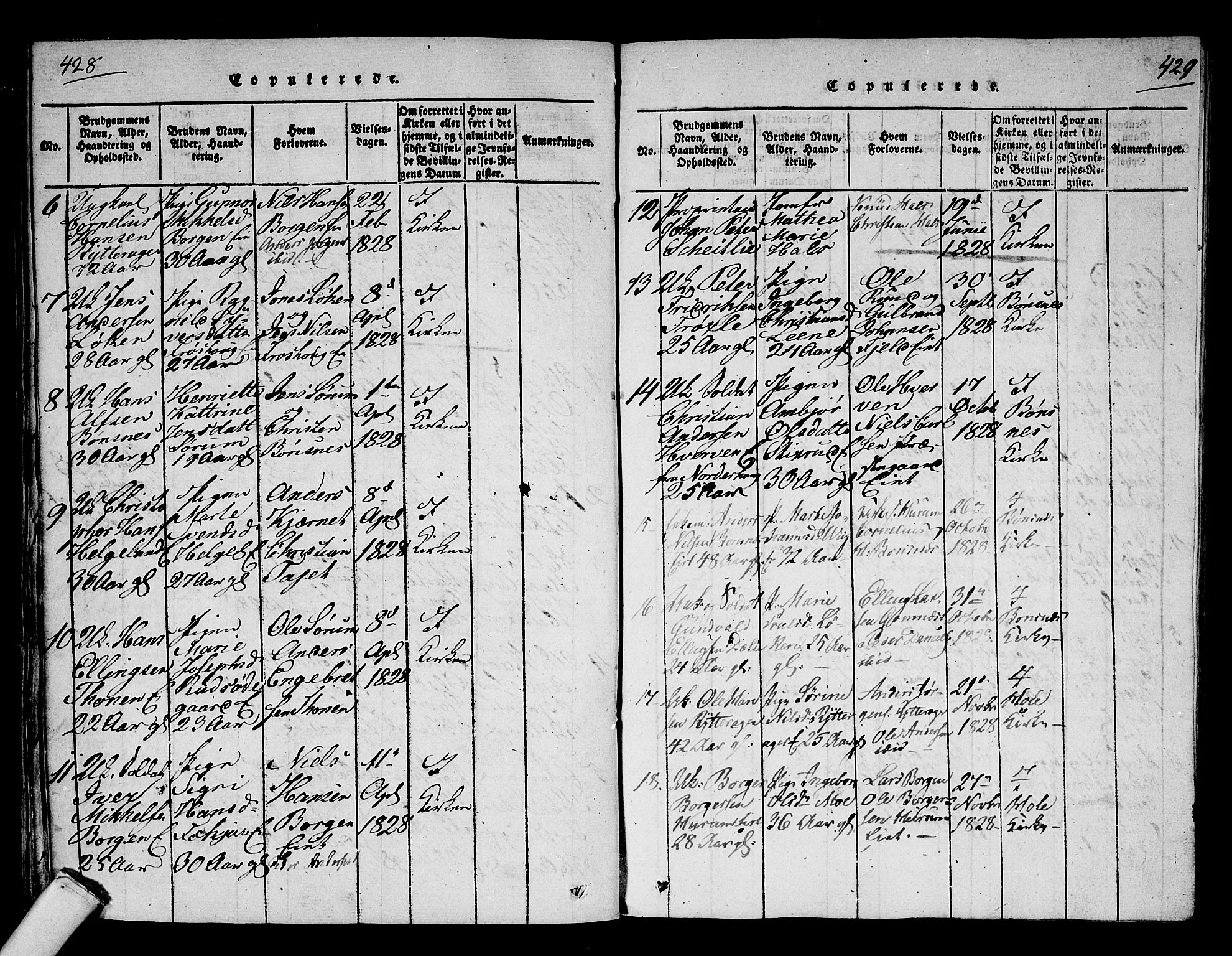 Hole kirkebøker, SAKO/A-228/F/Fa/L0004: Parish register (official) no. I 4, 1814-1833, p. 428-429