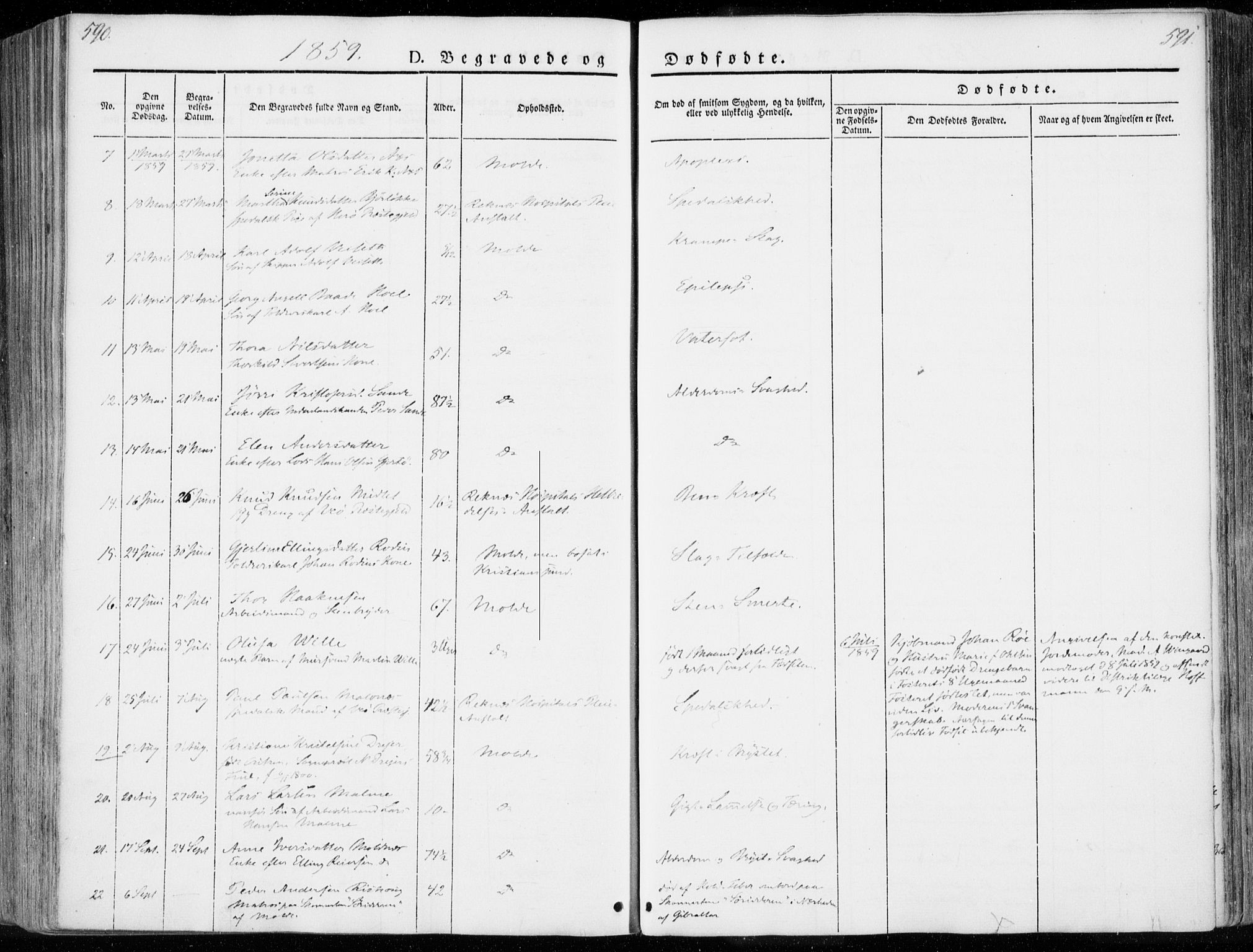 Ministerialprotokoller, klokkerbøker og fødselsregistre - Møre og Romsdal, SAT/A-1454/558/L0689: Parish register (official) no. 558A03, 1843-1872, p. 590-591