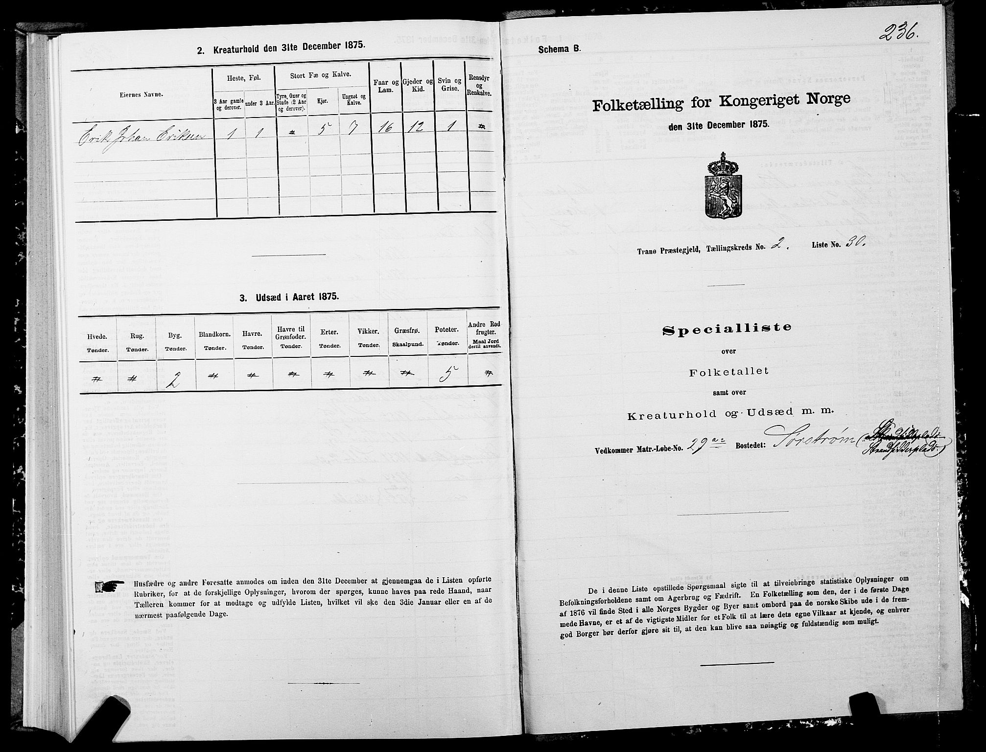 SATØ, 1875 census for 1927P Tranøy, 1875, p. 1236