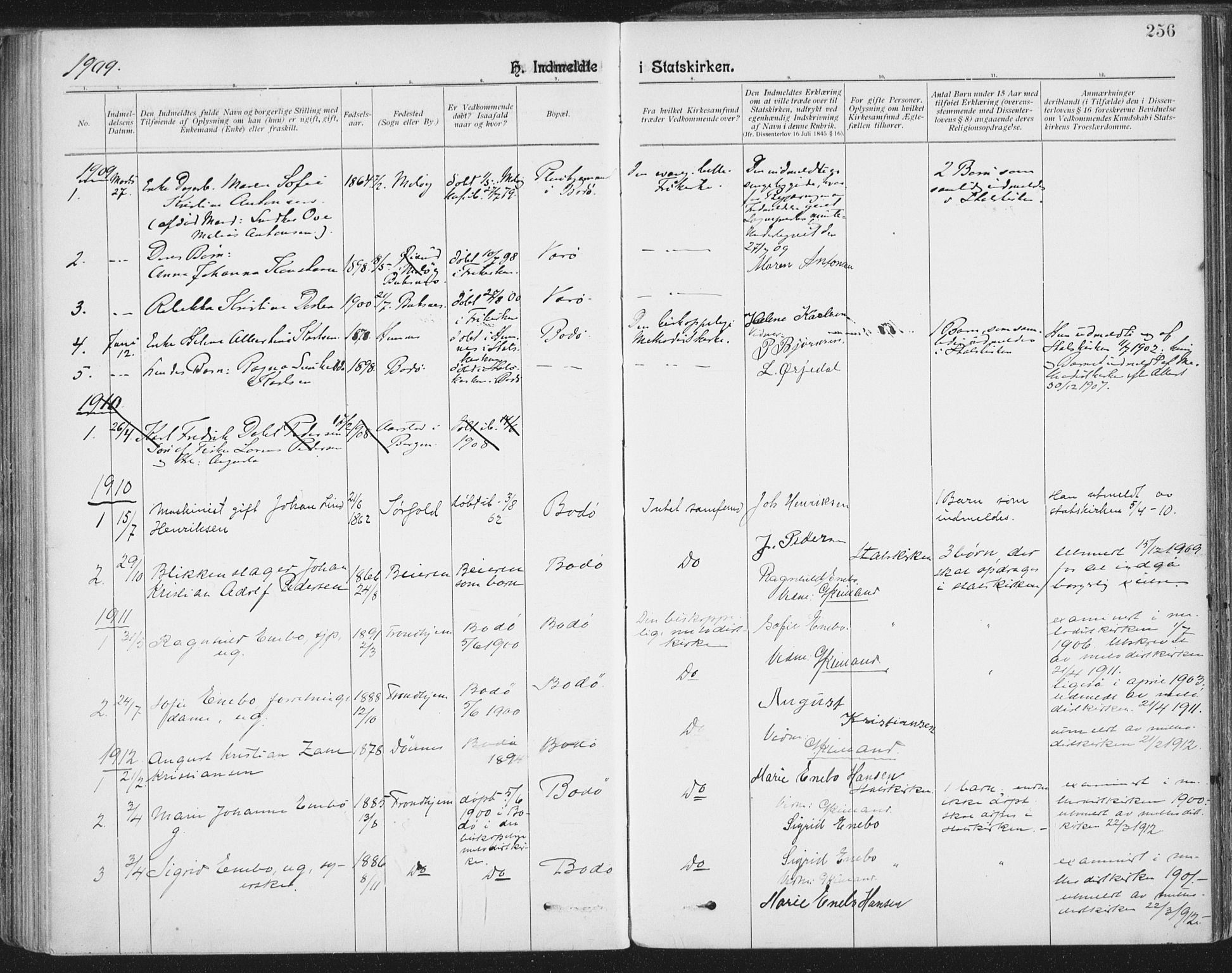 Ministerialprotokoller, klokkerbøker og fødselsregistre - Nordland, SAT/A-1459/801/L0012: Parish register (official) no. 801A12, 1900-1916, p. 256