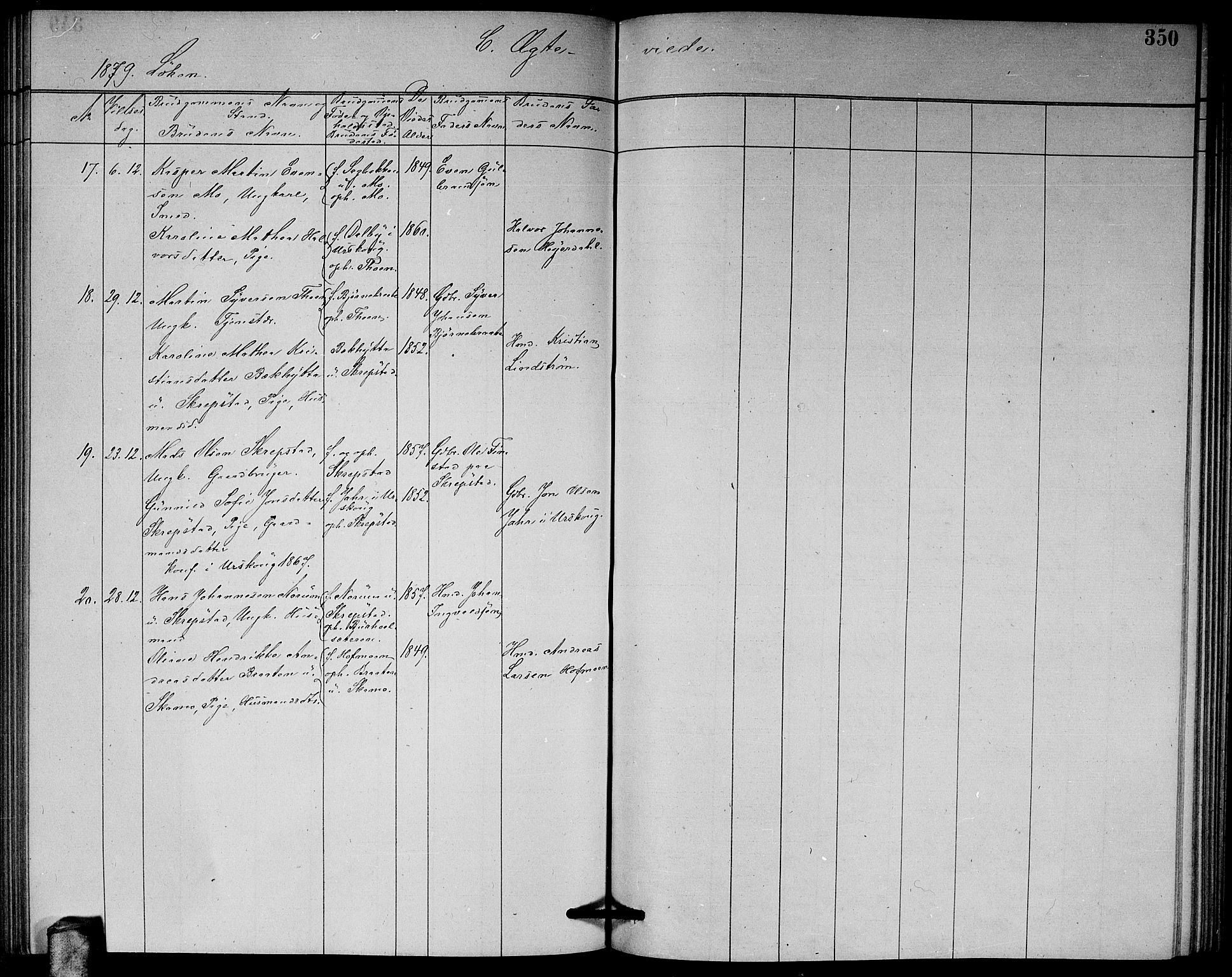 Høland prestekontor Kirkebøker, AV/SAO-A-10346a/G/Ga/L0006: Parish register (copy) no. I 6, 1869-1879, p. 350