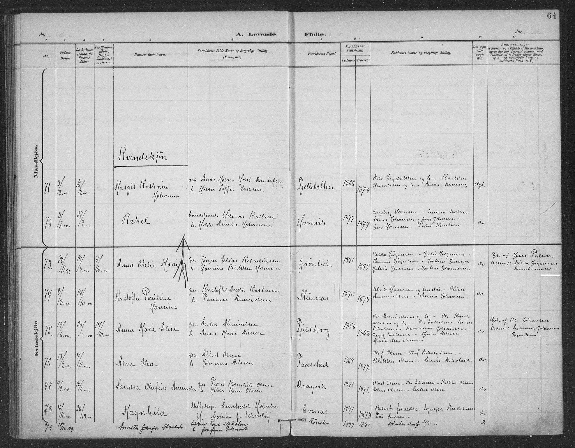 Ministerialprotokoller, klokkerbøker og fødselsregistre - Nordland, SAT/A-1459/863/L0899: Parish register (official) no. 863A11, 1897-1906, p. 64