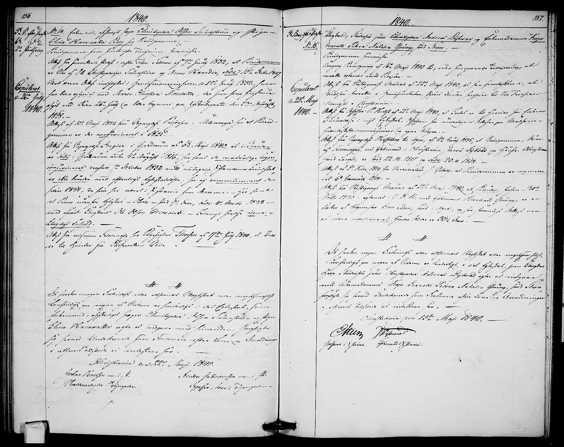 Garnisonsmenigheten Kirkebøker, AV/SAO-A-10846/H/Ha/L0003: Banns register no. I 3, 1835-1840, p. 156-157