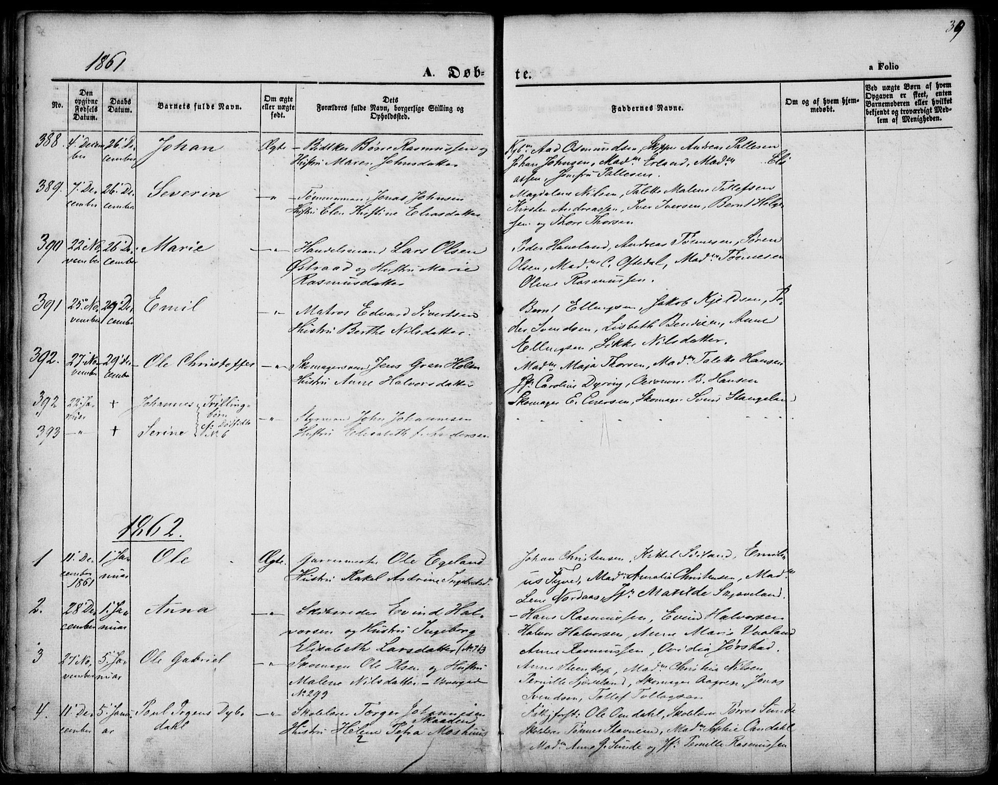 St. Petri sokneprestkontor, SAST/A-101813/001/30/30BA/L0001: Parish register (official) no. A 1, 1861-1868, p. 39