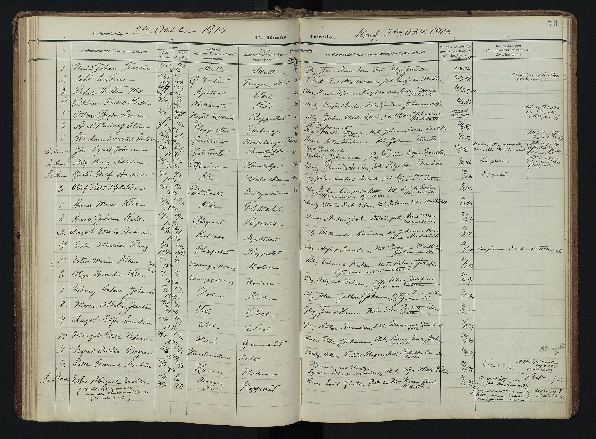 Borge prestekontor Kirkebøker, AV/SAO-A-10903/F/Fb/L0004: Parish register (official) no. II 4, 1902-1914, p. 76