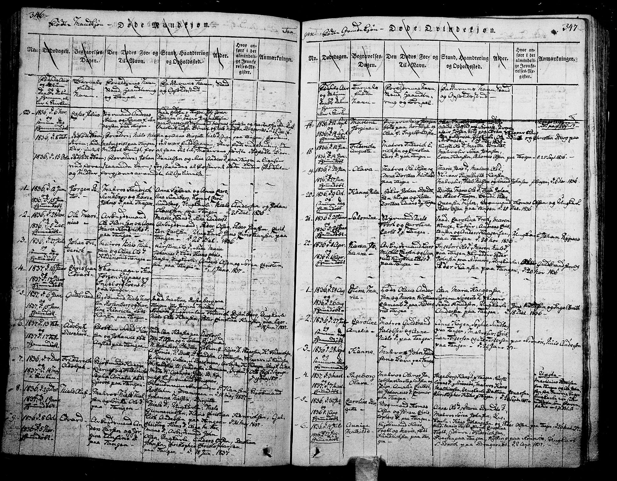 Skoger kirkebøker, SAKO/A-59/F/Fa/L0002: Parish register (official) no. I 2 /2, 1814-1842, p. 346-347
