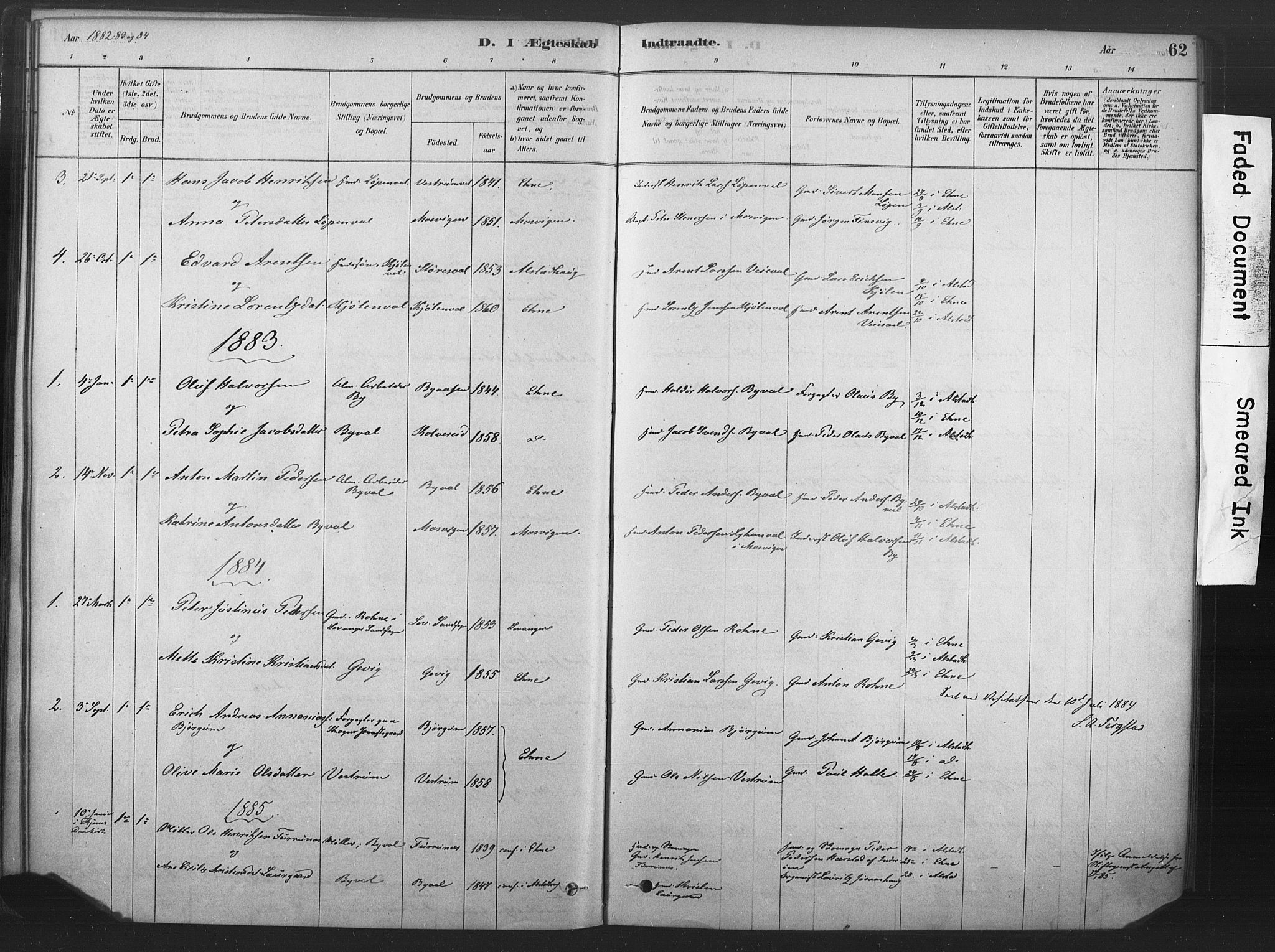 Ministerialprotokoller, klokkerbøker og fødselsregistre - Nord-Trøndelag, SAT/A-1458/719/L0178: Parish register (official) no. 719A01, 1878-1900, p. 62