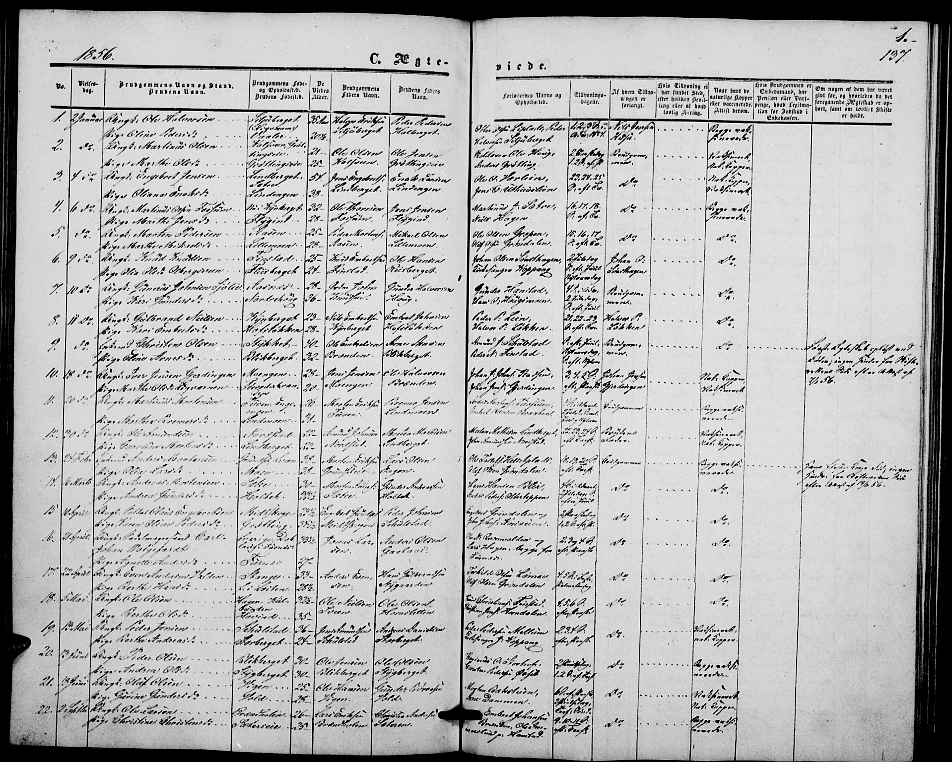 Elverum prestekontor, SAH/PREST-044/H/Ha/Hab/L0003: Parish register (copy) no. 3, 1856-1865, p. 137