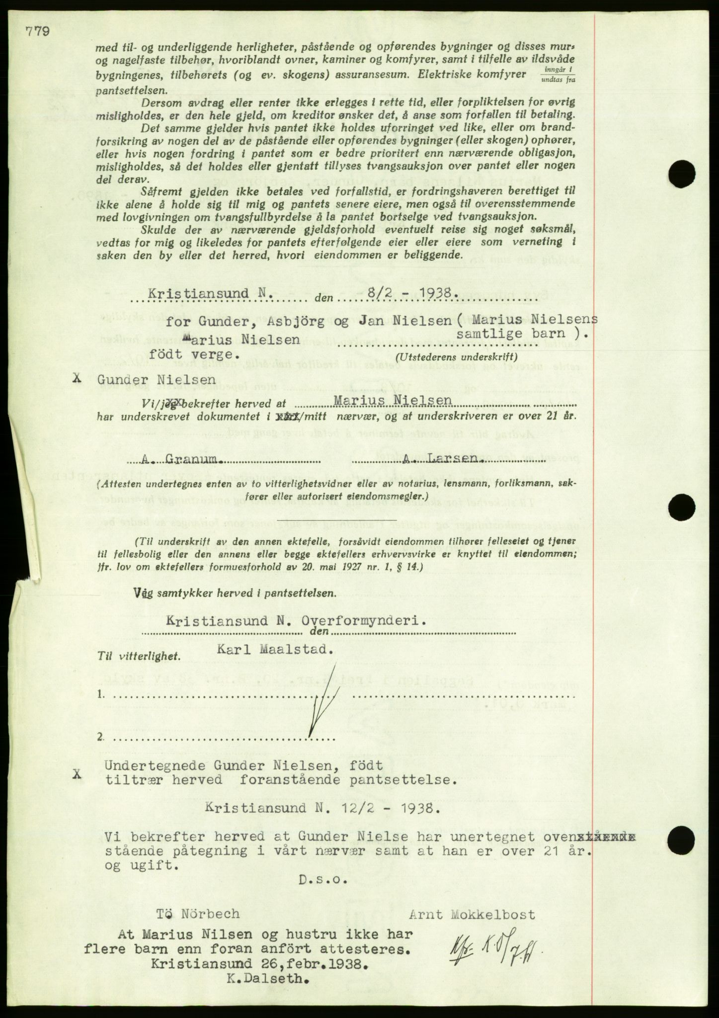 Nordmøre sorenskriveri, AV/SAT-A-4132/1/2/2Ca/L0092: Mortgage book no. B82, 1937-1938, Diary no: : 474/1938