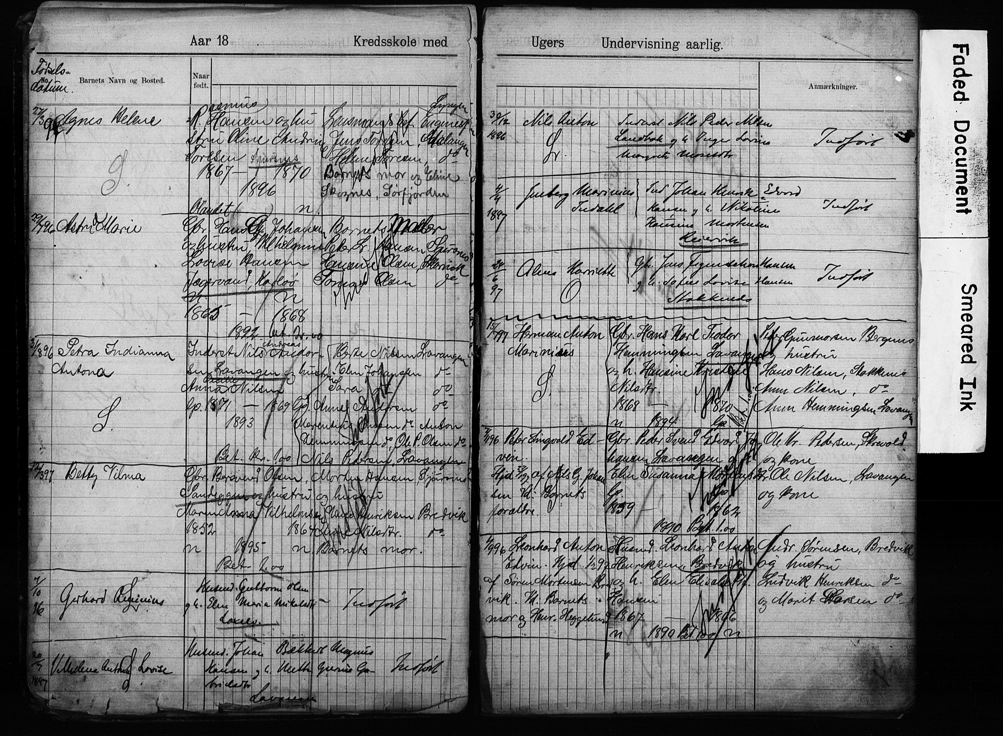 Lyngen sokneprestembete, AV/SATØ-S-1289/H/Ha/L0052/0001: Baptism register no. 52.1, 1895-1914